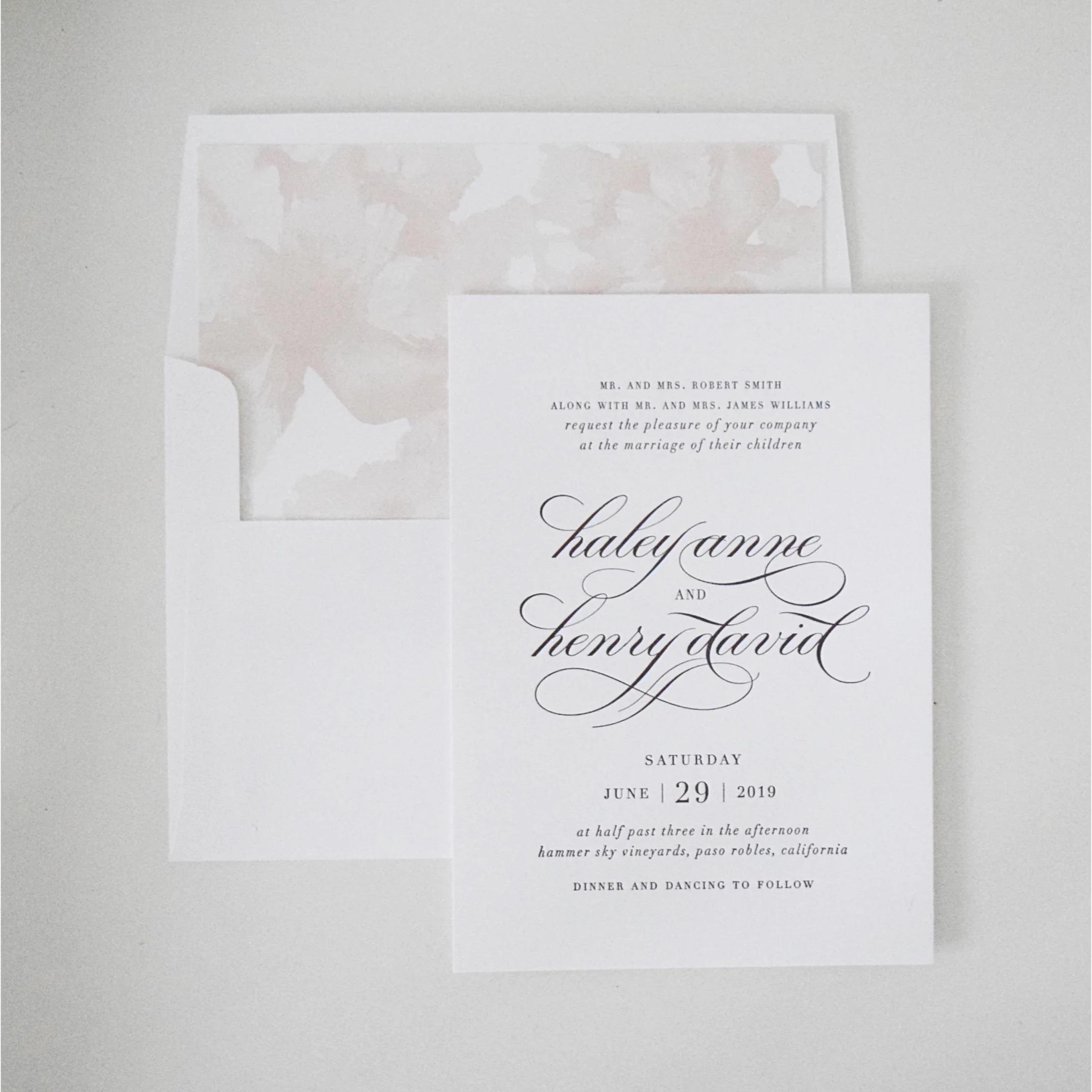 White + Blush Wedding Invitations - Shine Wedding Invitations