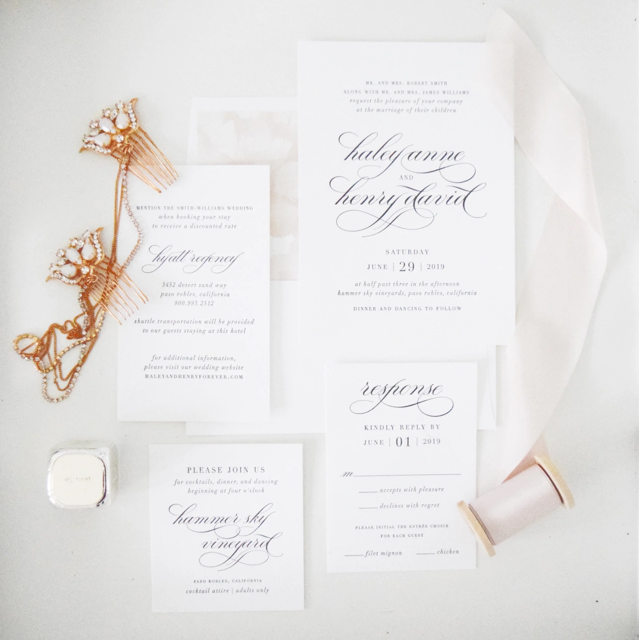 White + Blush Wedding Invitations - Shine Wedding Invitations