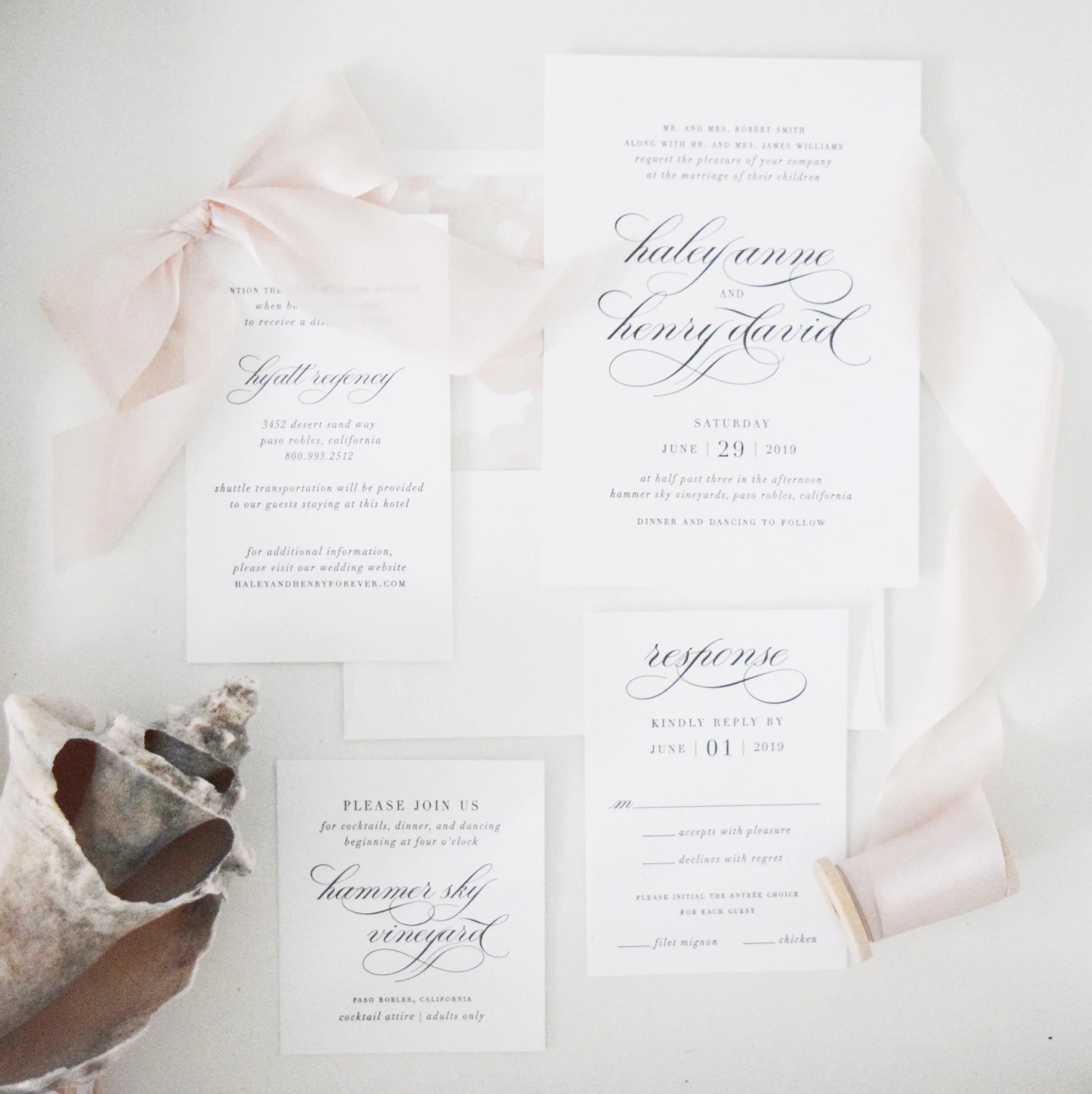 White + Blush Wedding Invitations - Shine Wedding Invitations