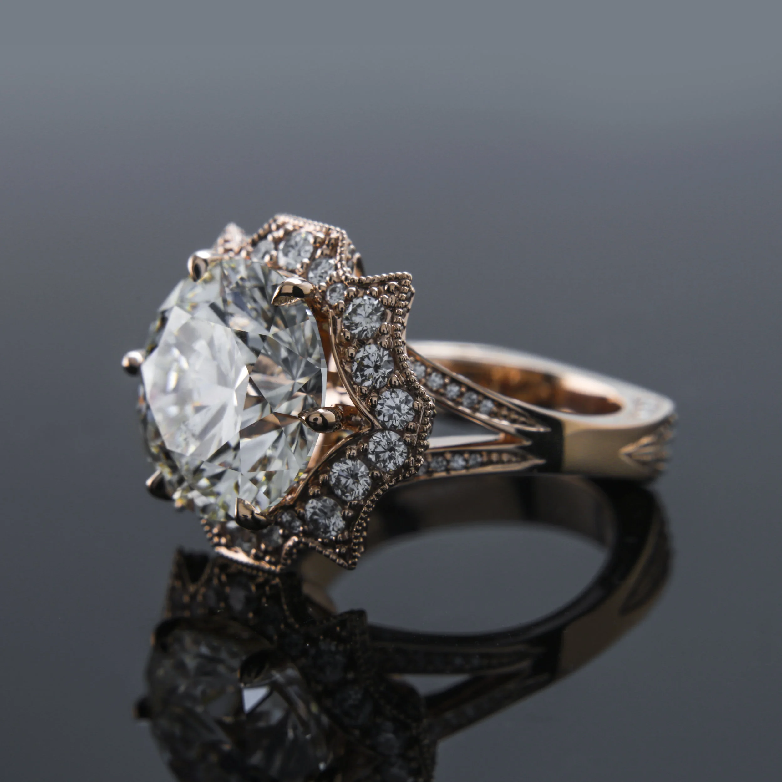 Rose Gold Vintage Style Engagement Rings by Brian Gavin Diamonds - The 810 Collection