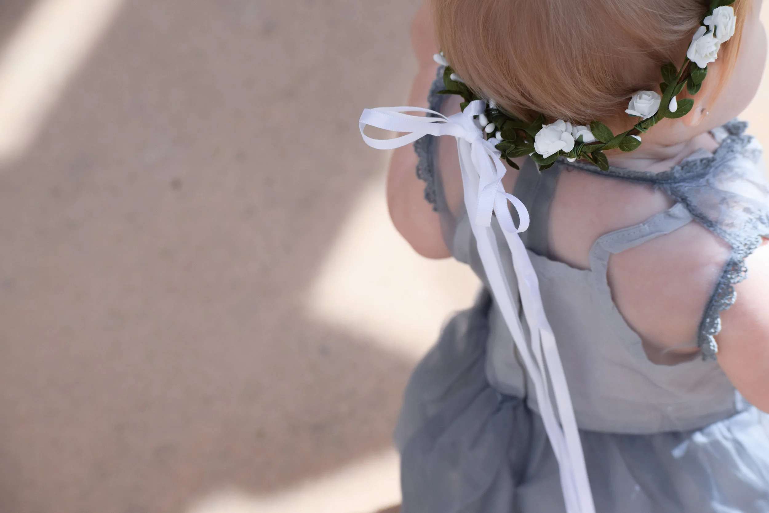 Grey lace + Chiffon Flower Girl Dress - The Hair Bow Company