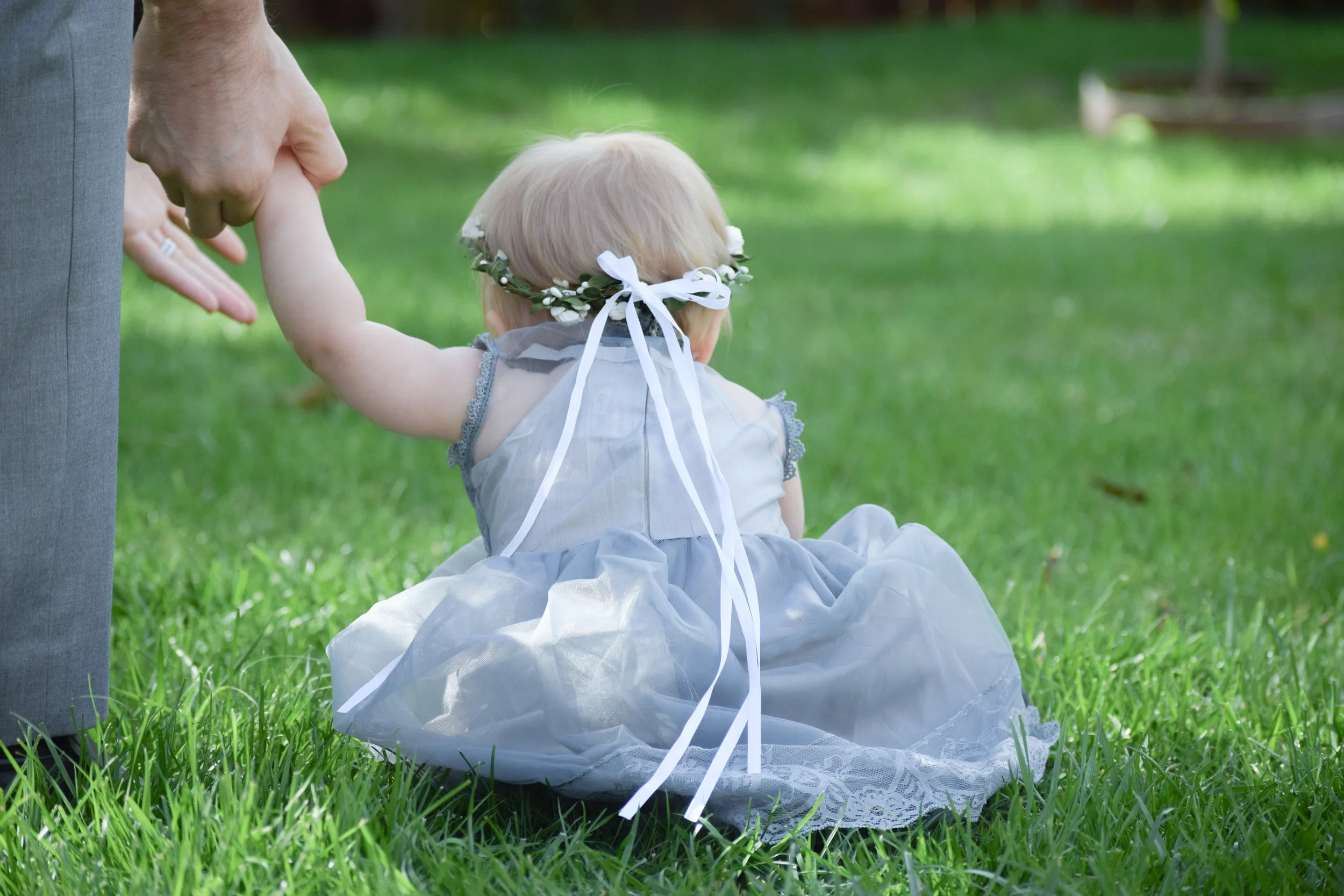 Grey lace + Chiffon Flower Girl Dress - The Hair Bow Company