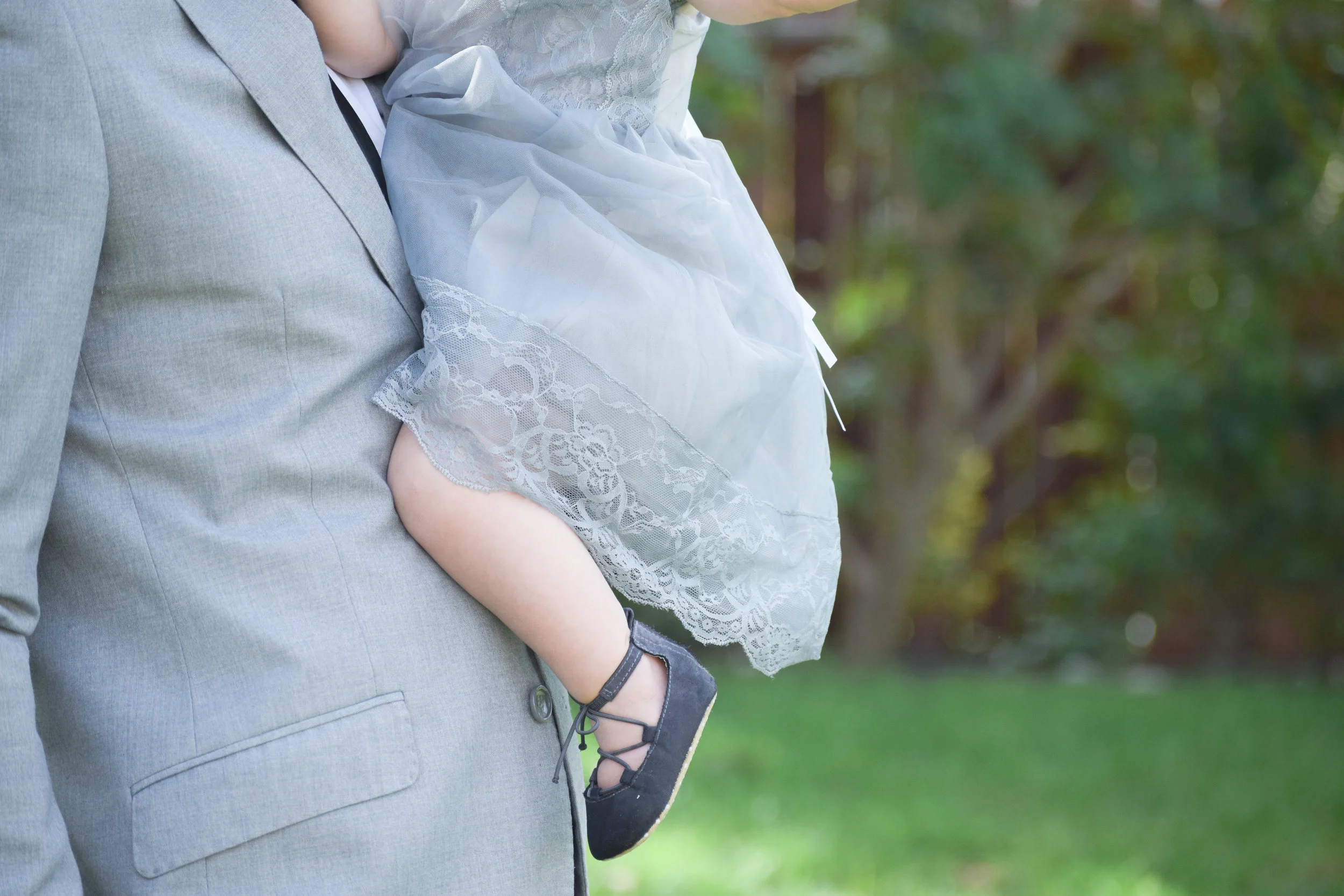 Grey lace + Chiffon Flower Girl Dress - The Hair Bow Company