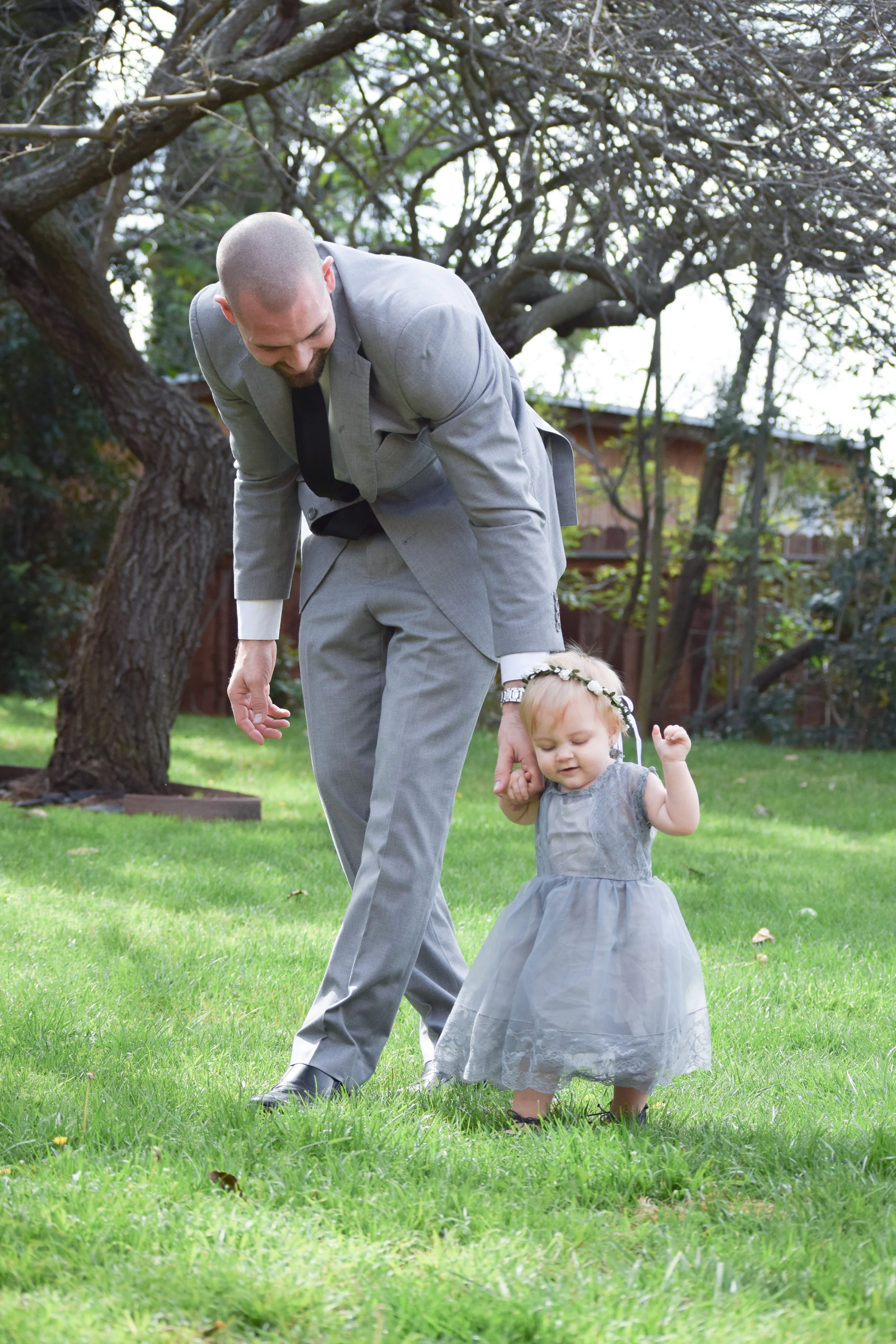 Grey lace + Chiffon Flower Girl Dress - The Hair Bow Company