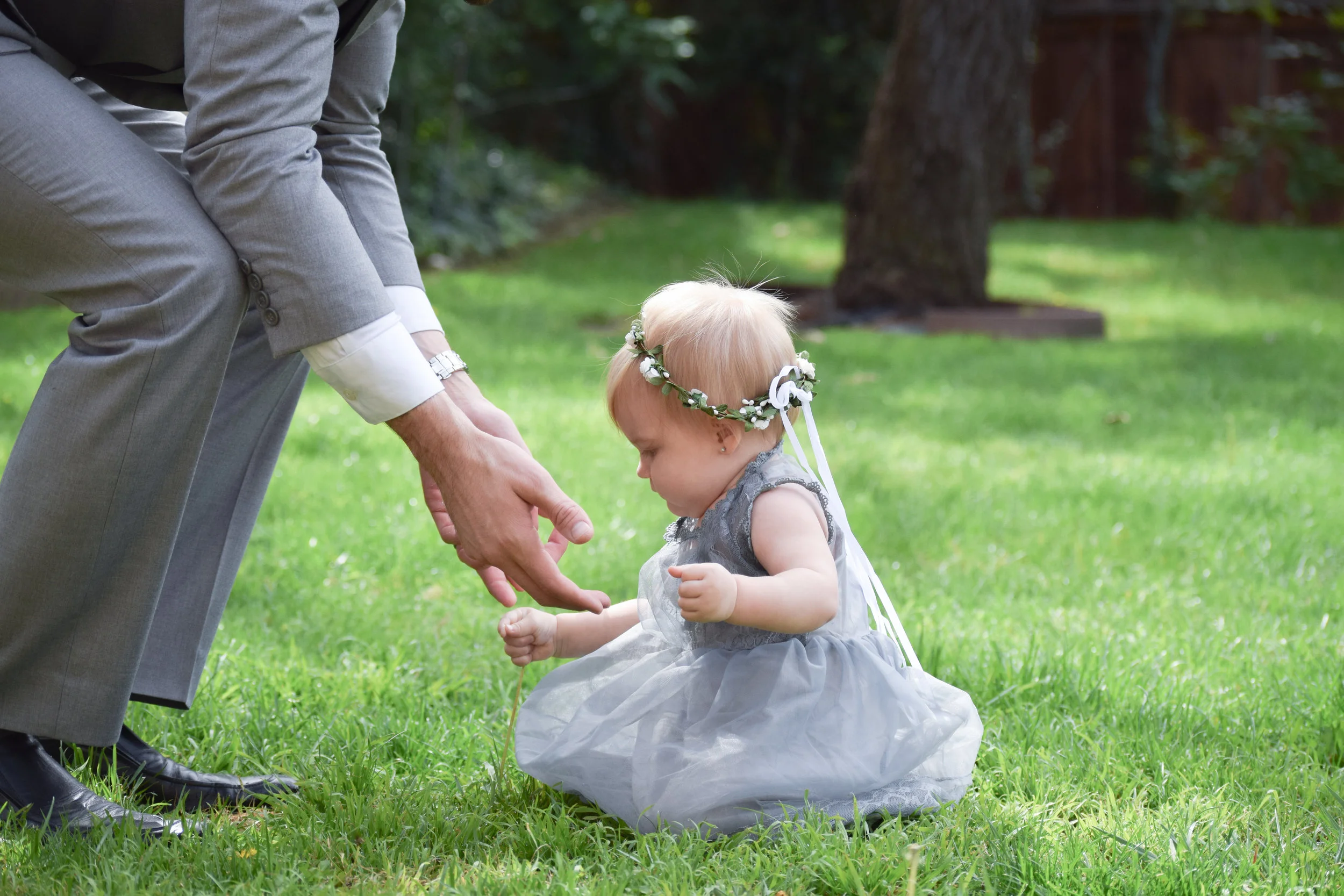 Grey lace + Chiffon Flower Girl Dress - The Hair Bow Company