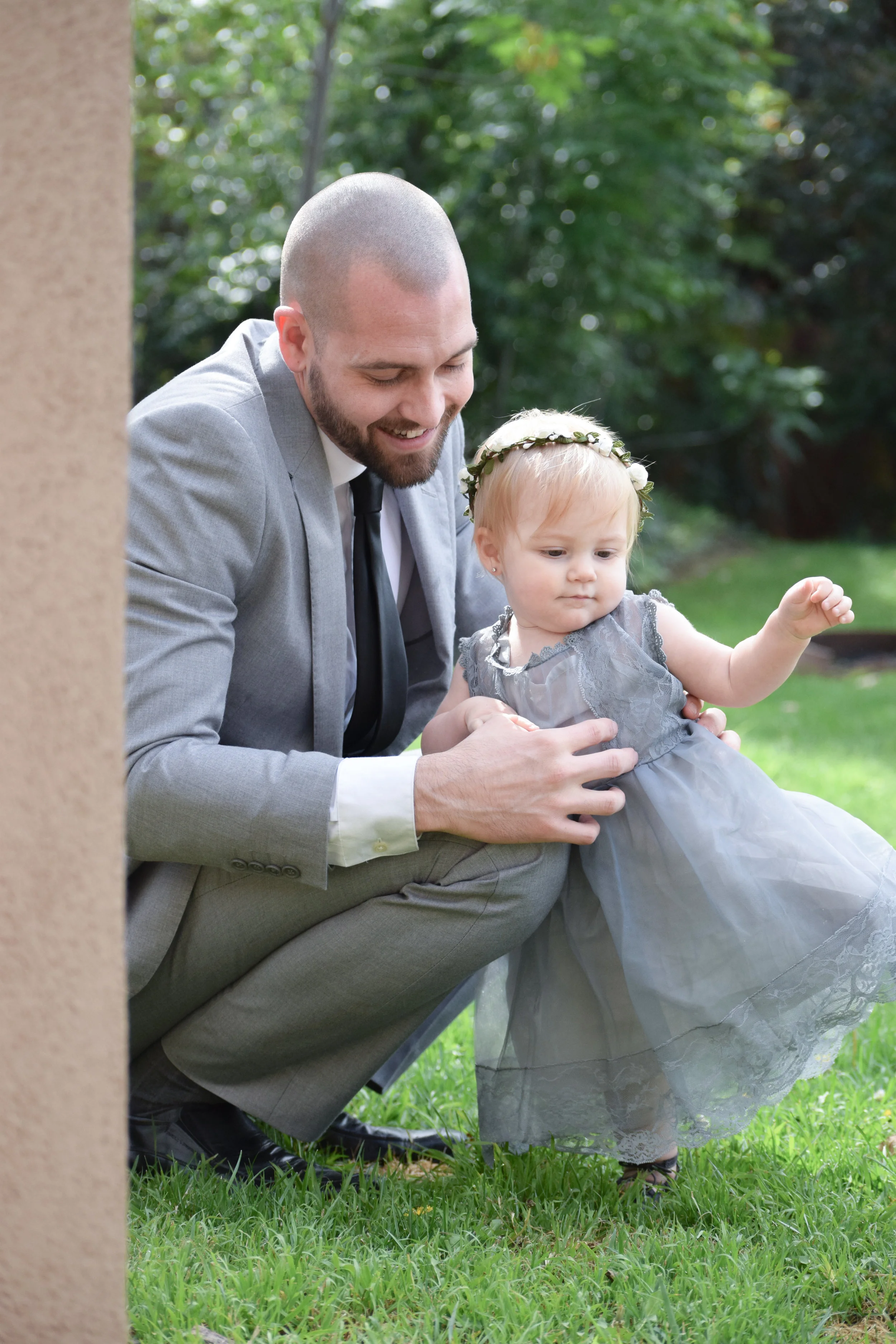 Grey lace + Chiffon Flower Girl Dress - The Hair Bow Company