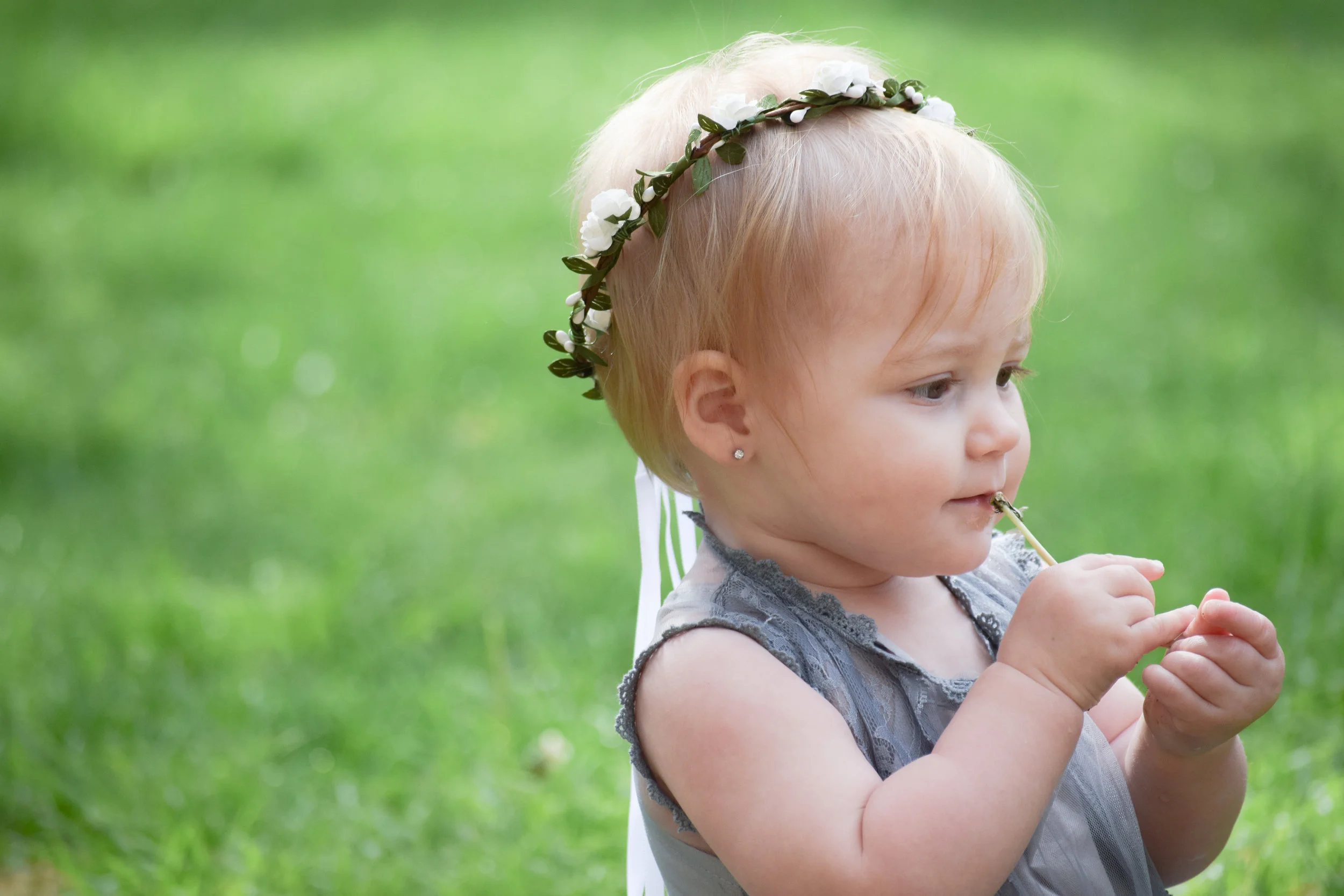 Grey lace + Chiffon Flower Girl Dress - The Hair Bow Company