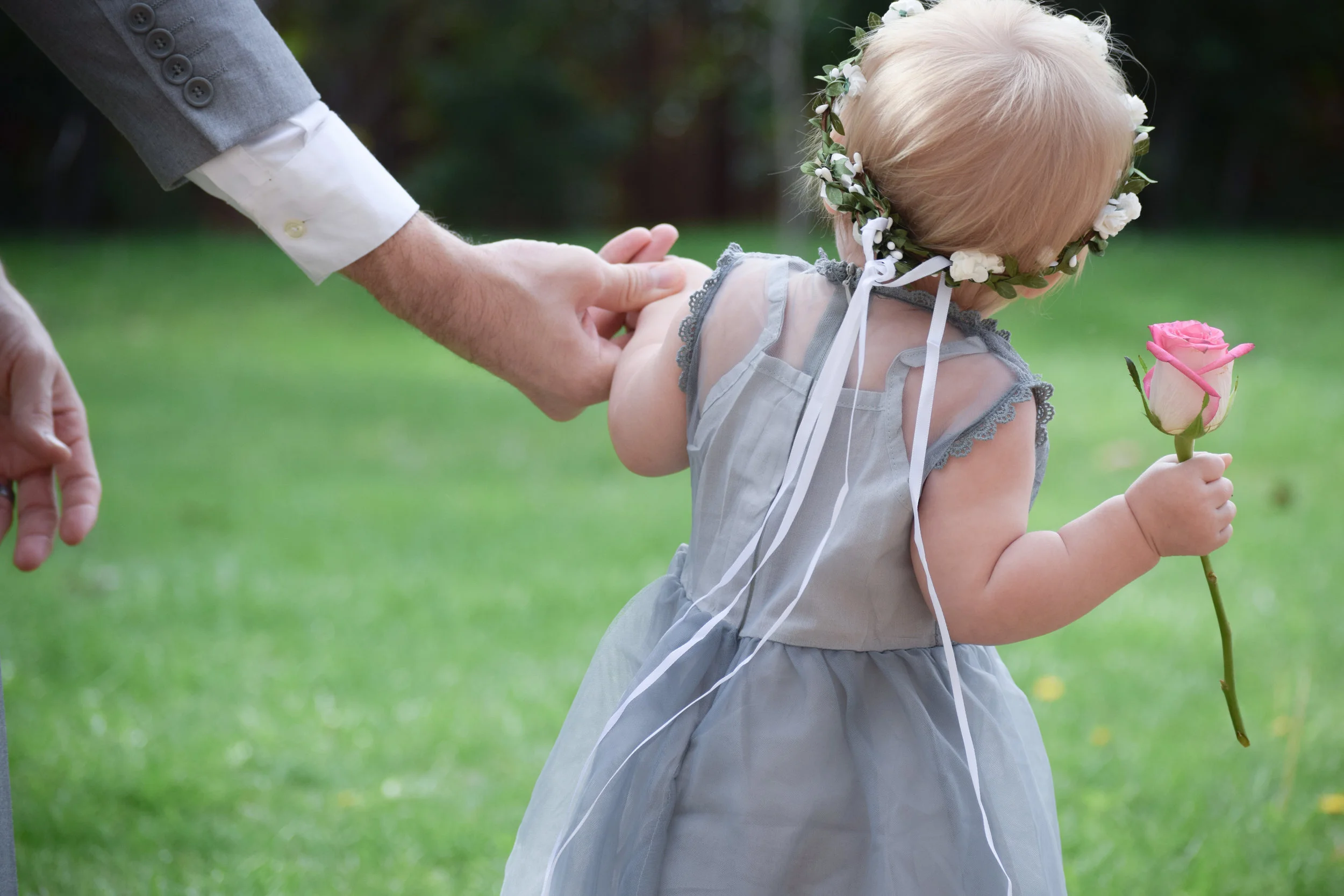 Grey lace + Chiffon Flower Girl Dress - The Hair Bow Company