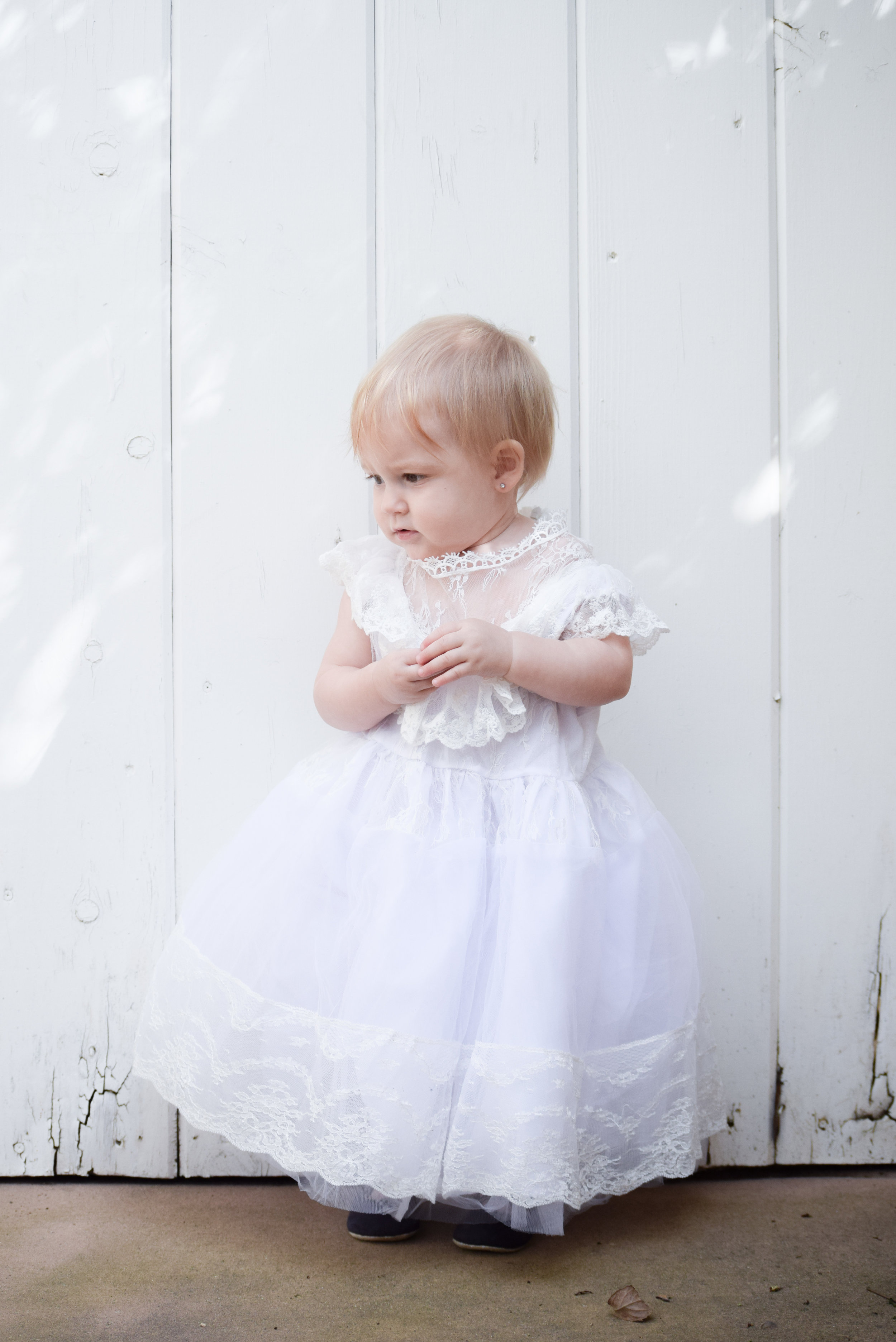 White Vintage Lace Flower Girl Dress - The Hair Bow Company