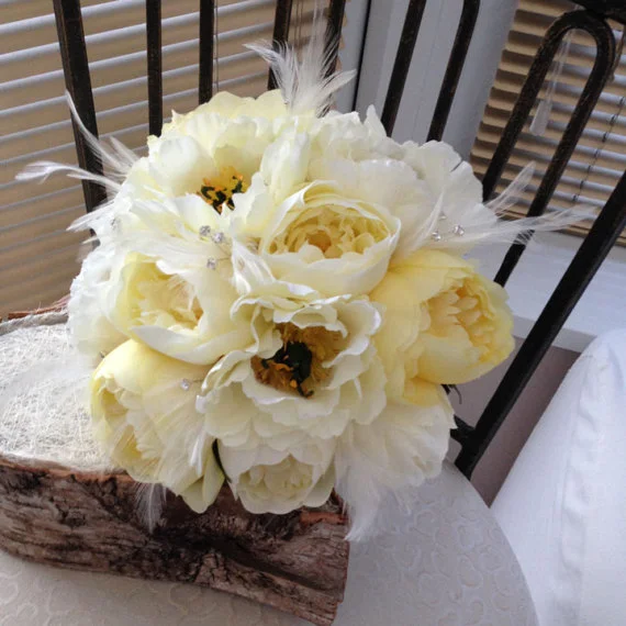Silk Bridal Bouquet - Ivory Peony Silk Bridal Bouquet