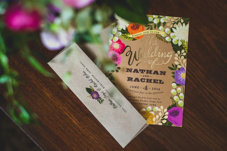 Floral Kraft Paper Wedding Invitations - A Forest Wedding Ceremony - Melissa Cervantes Photography