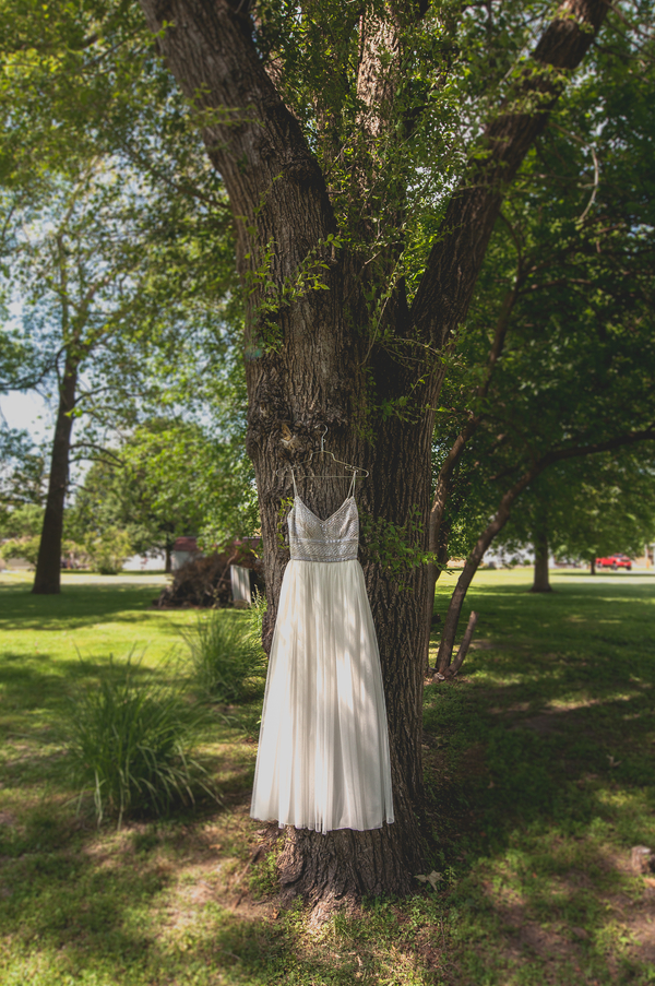 Beaded wedding dress with flowy skirt - A Forest Wedding Ceremony - Melissa Cervantes Photography