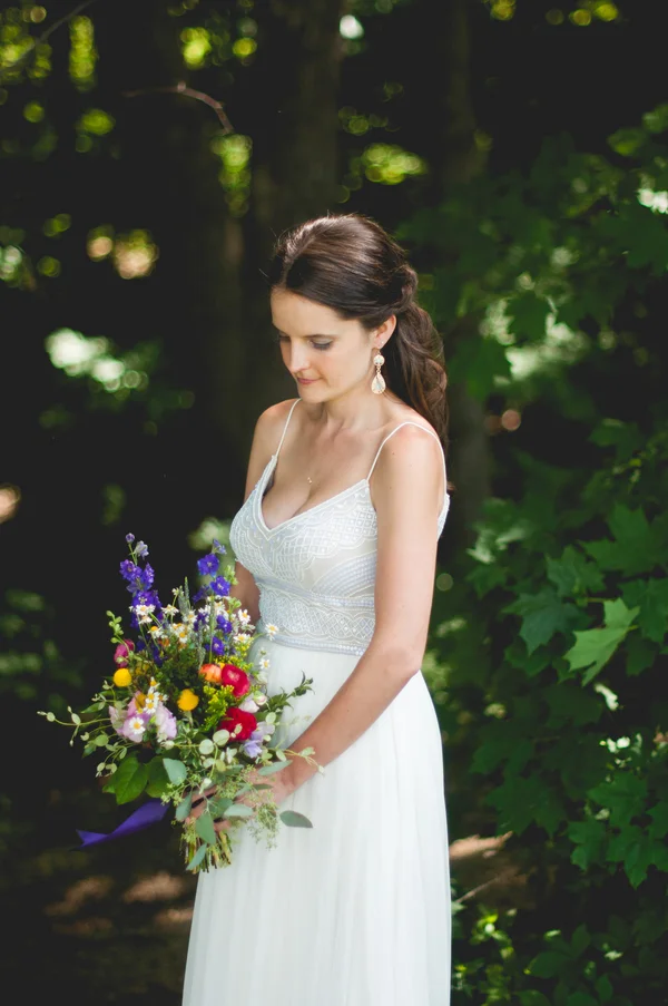 Beaded Wedding Dress - A Forest Wedding Ceremony - Melissa Cervantes Photography