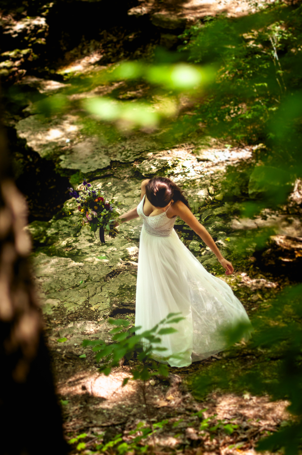 Beaded Wedding Dress - A Forest Wedding Ceremony - Melissa Cervantes Photography