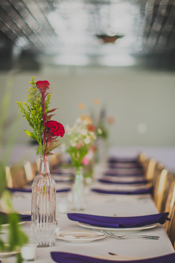 Simple Wildflower Wedding Centerpieces - The Loft on Jefferson Wedding, Iowa Wedding Venue - Melissa Cervantes Photography