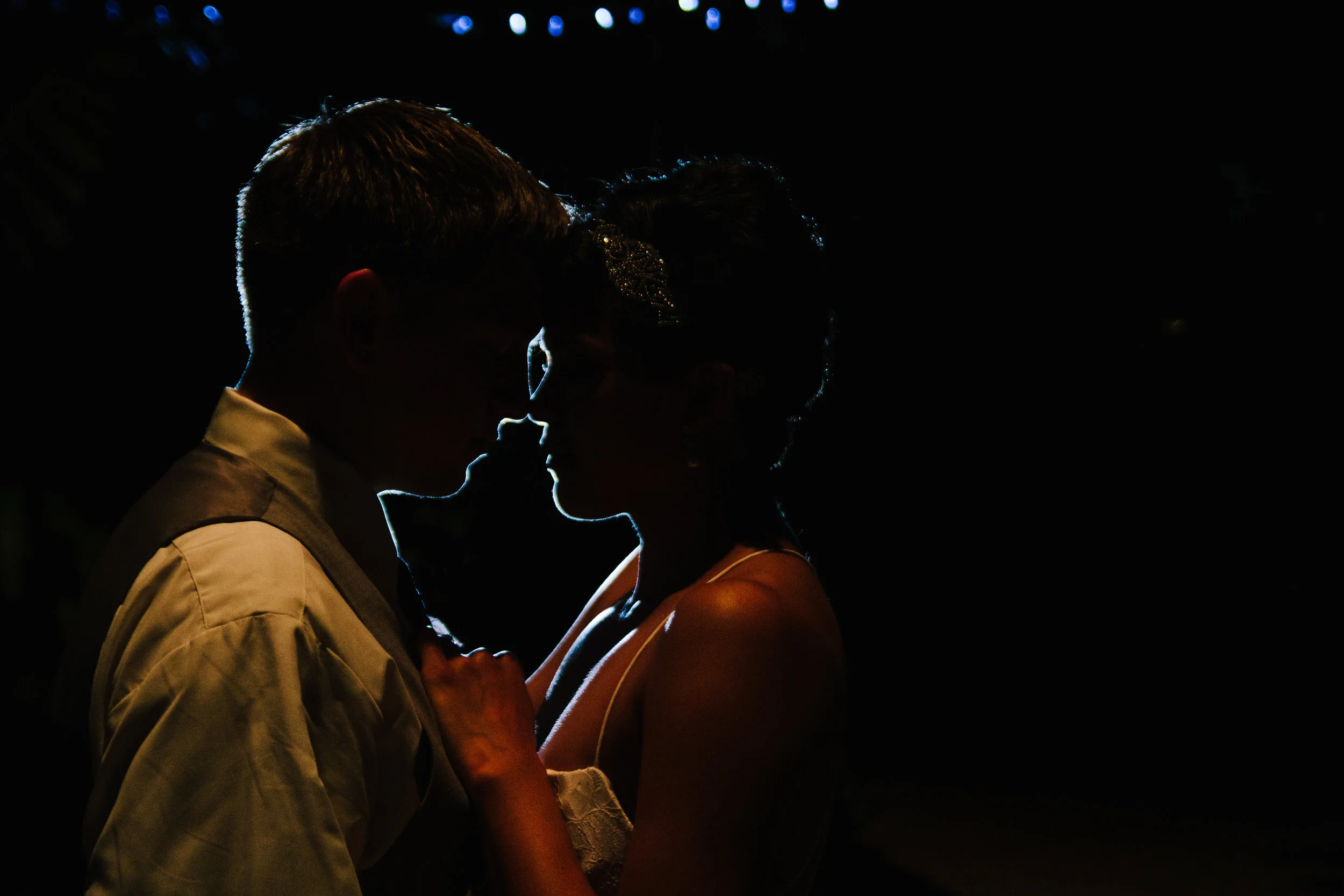 Gorgeous Nighttime Wedding Bride + Groom Photos - A Botanical Gardens Budget Wedding - From Britt's Eye View Photography