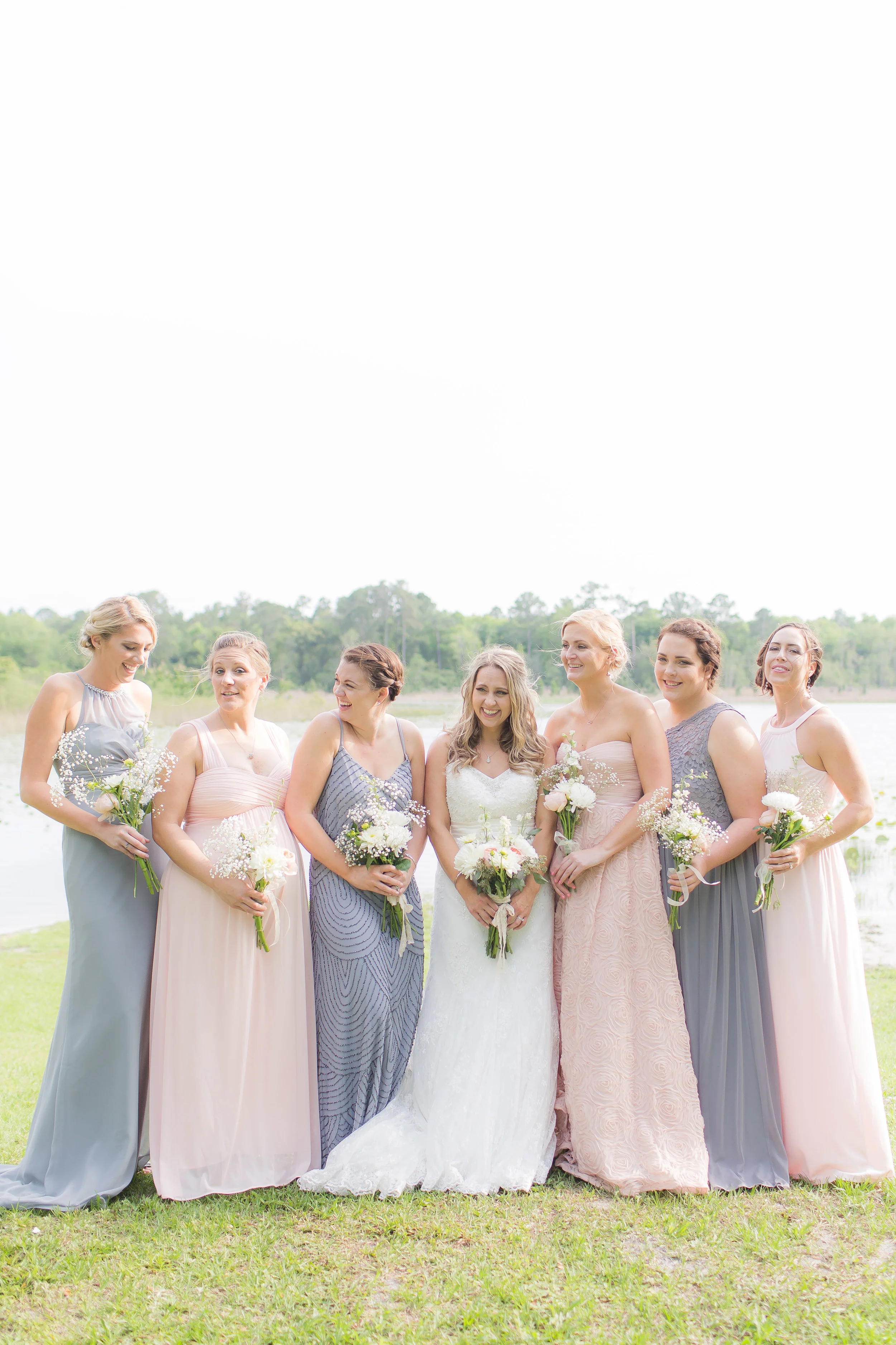 Grey and Blush Bridesmaid Dresses - A DeLand, Florida DIY Backyard Wedding