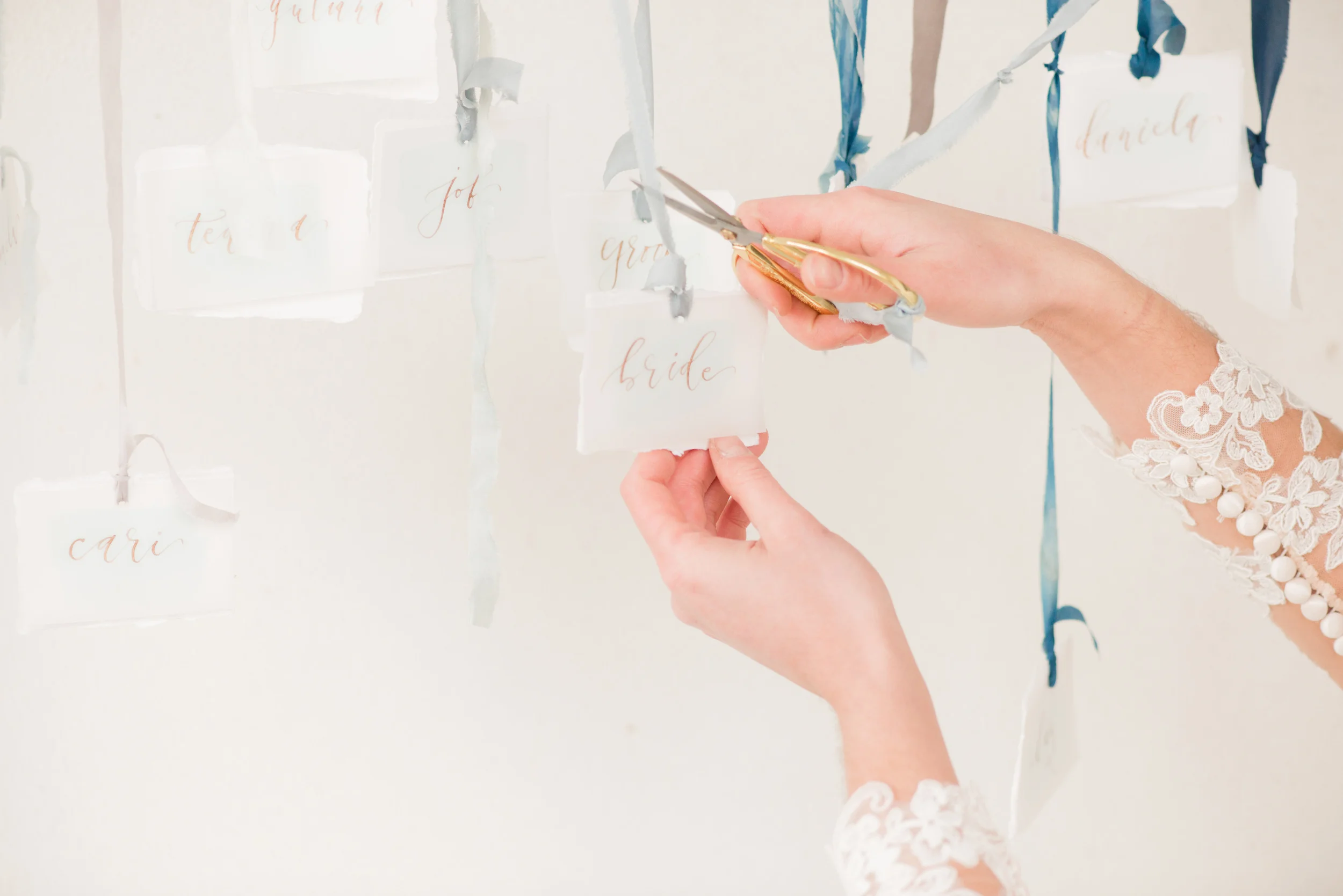 Unique Wedding Seating Cards - Blue and Gold Morven Park Styled Virginia Wedding -- JOFFOTO