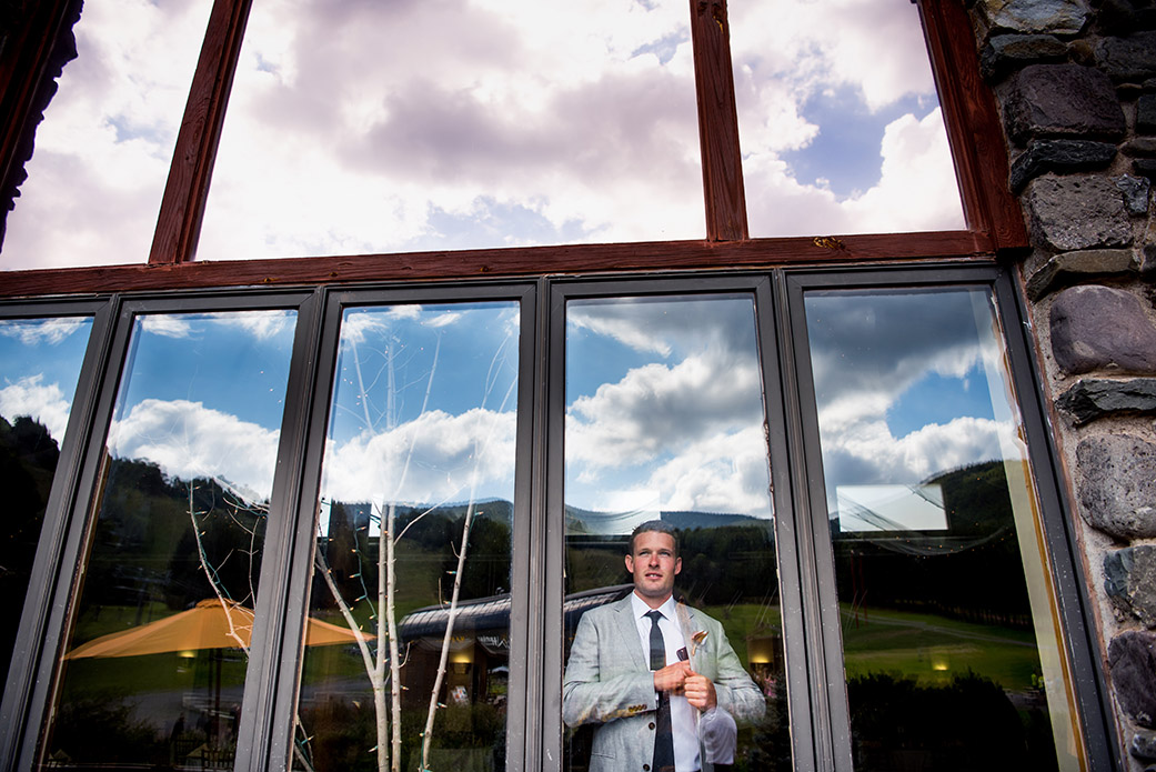 Light Grey Groom Suit - Catskills Hunter Mountain Bohemian Wedding - Custom by Nicole Photography