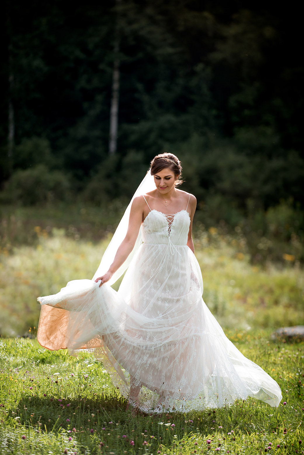 Bohemian Wedding Dress - Catskills Hunter Mountain Bohemian Wedding - Custom by Nicole Photography