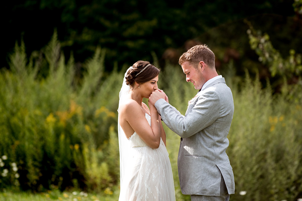 First Look Photos - Catskills Hunter Mountain Bohemian Wedding - Custom by Nicole Photography