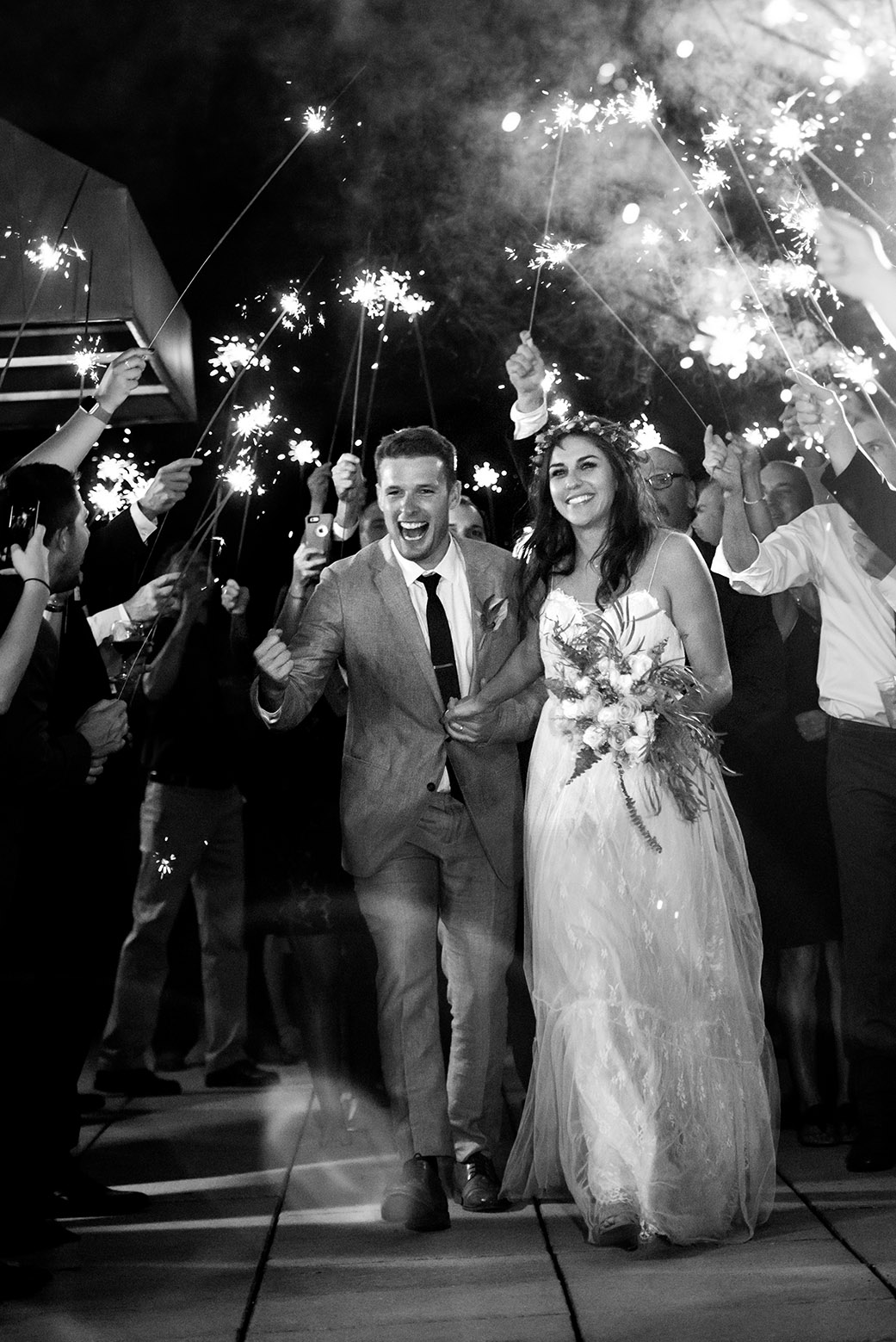 Wedding Sparkler Exit -Catskills Hunter Mountain Bohemian Wedding - Custom by Nicole Photography