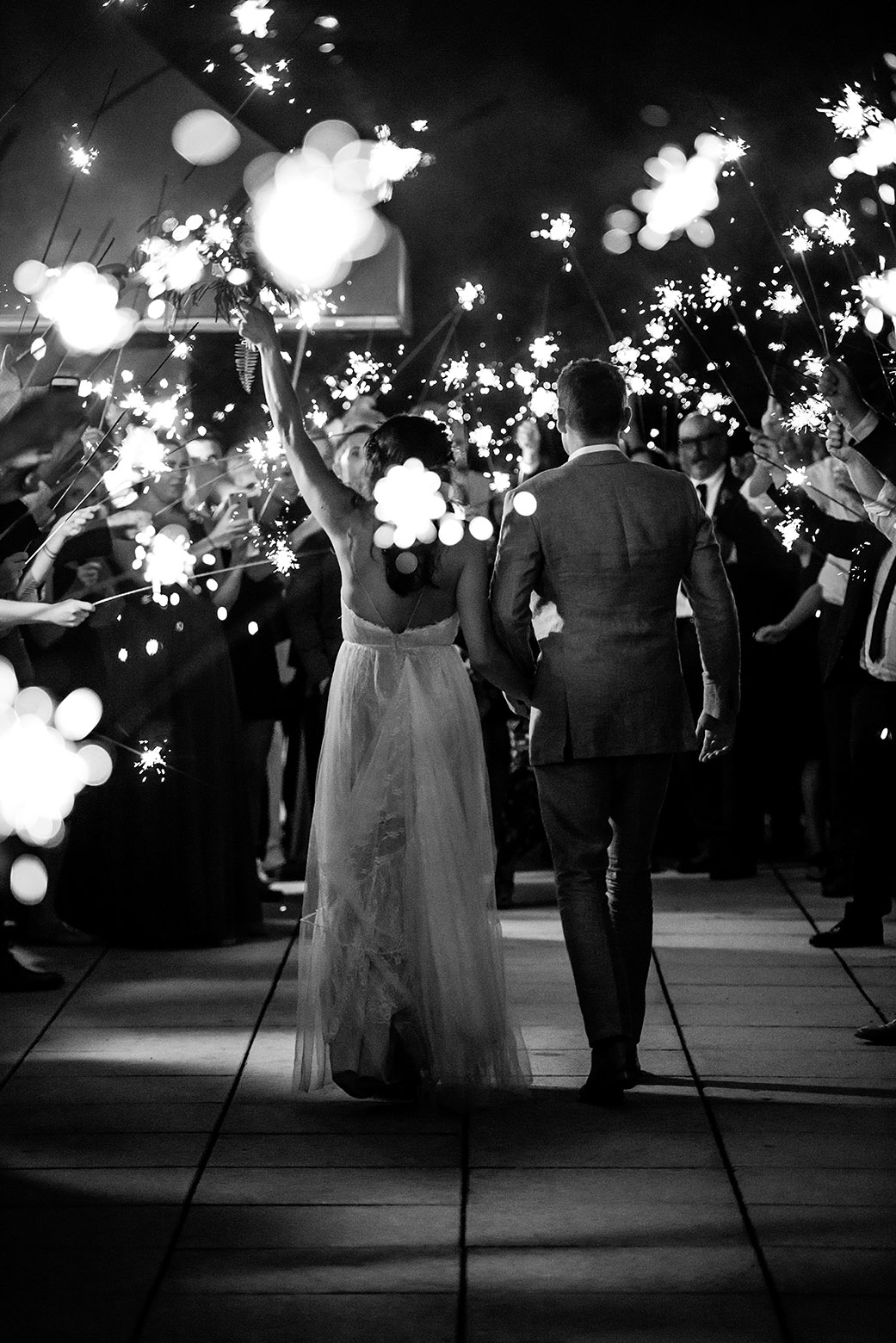 Wedding Sparkler Exit -Catskills Hunter Mountain Bohemian Wedding - Custom by Nicole Photography