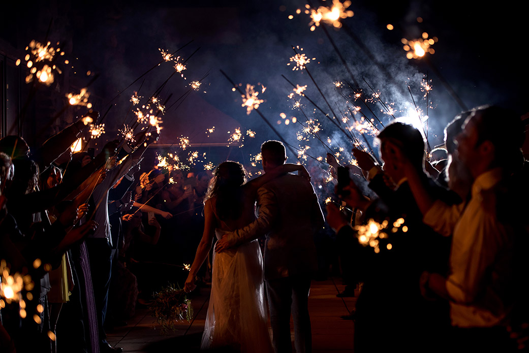 Wedding Sparkler Exit -Catskills Hunter Mountain Bohemian Wedding - Custom by Nicole Photography