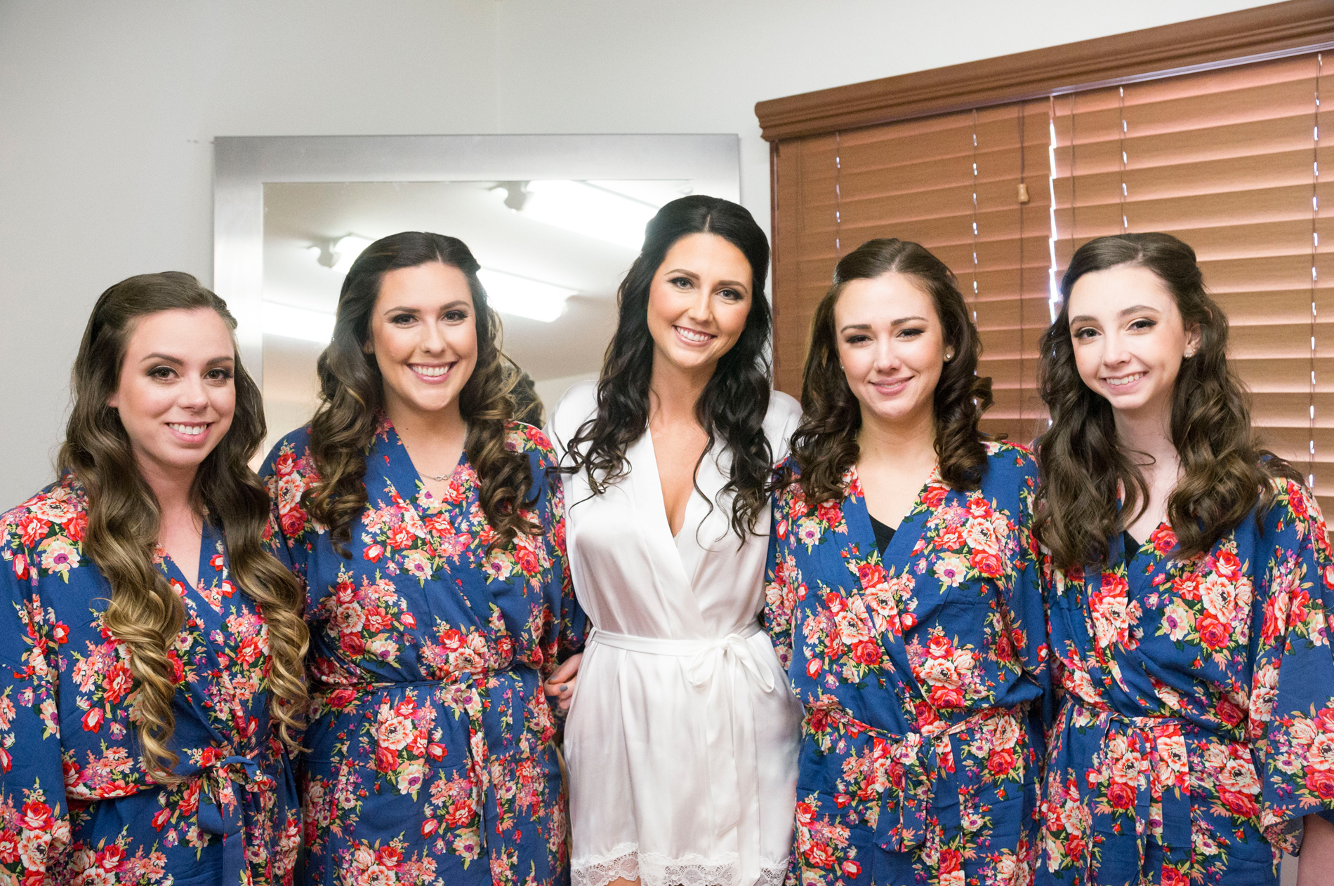 Navy Floral Bridesmaid Robes - A McCoy Equestrian Center Wedding - Peterson Design & Photography