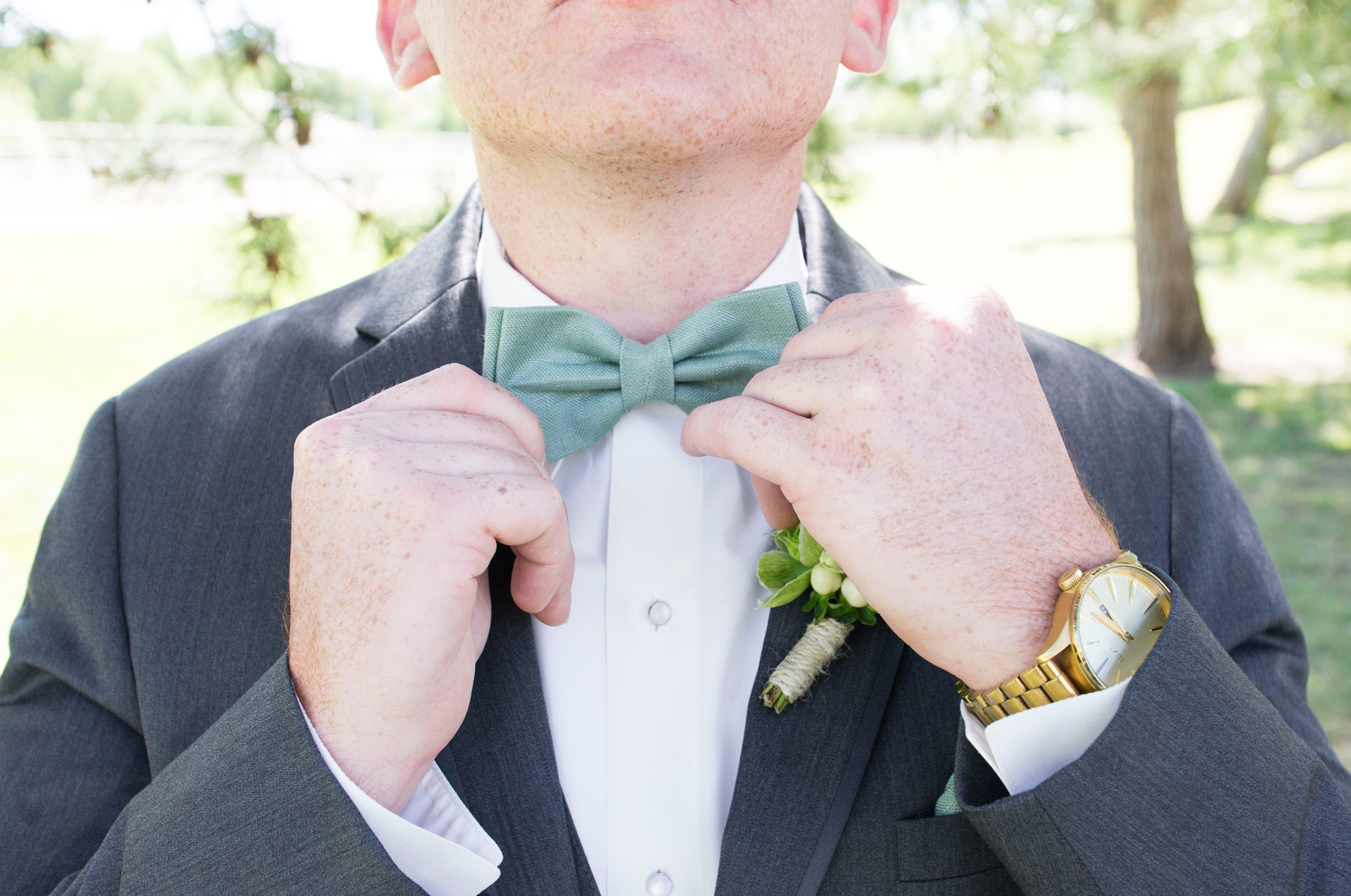 Mint Groom Bow Tie - A McCoy Equestrian Center Wedding - Peterson Design & Photography