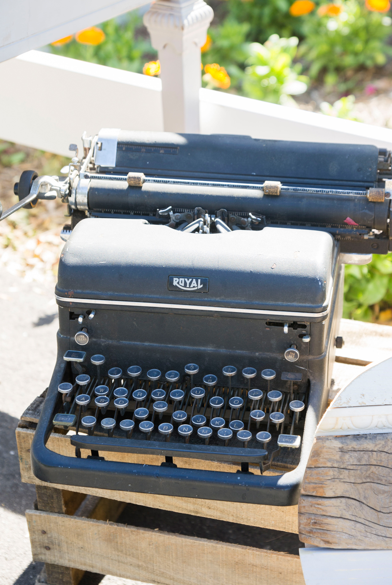 Vintage Wedding Decor Typewriter - McCoy Equestrian Center Wedding - Peterson Design & Photography
