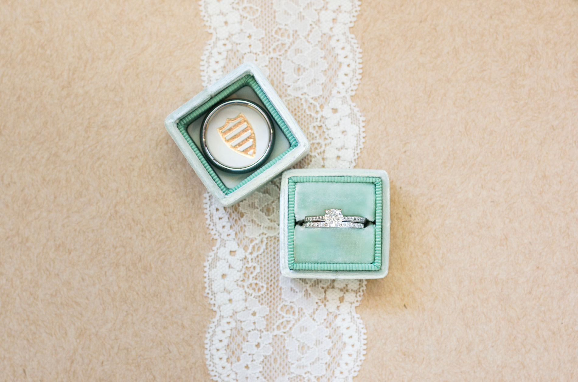 Mint Engagement Ring Box - A Rustic-Vintage Glam McCoy Equestrian Center Wedding - Peterson Design & Photography