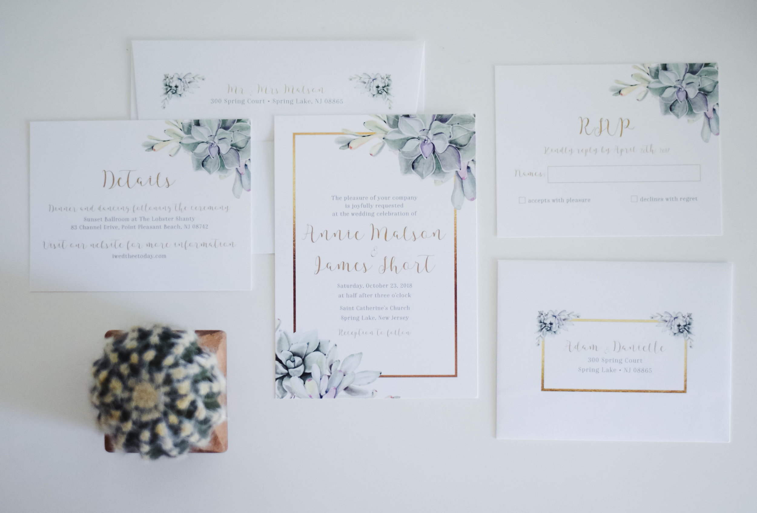 The Bridal Boutique | Succulent Wedding Invitation Suite - Jade Forest Design