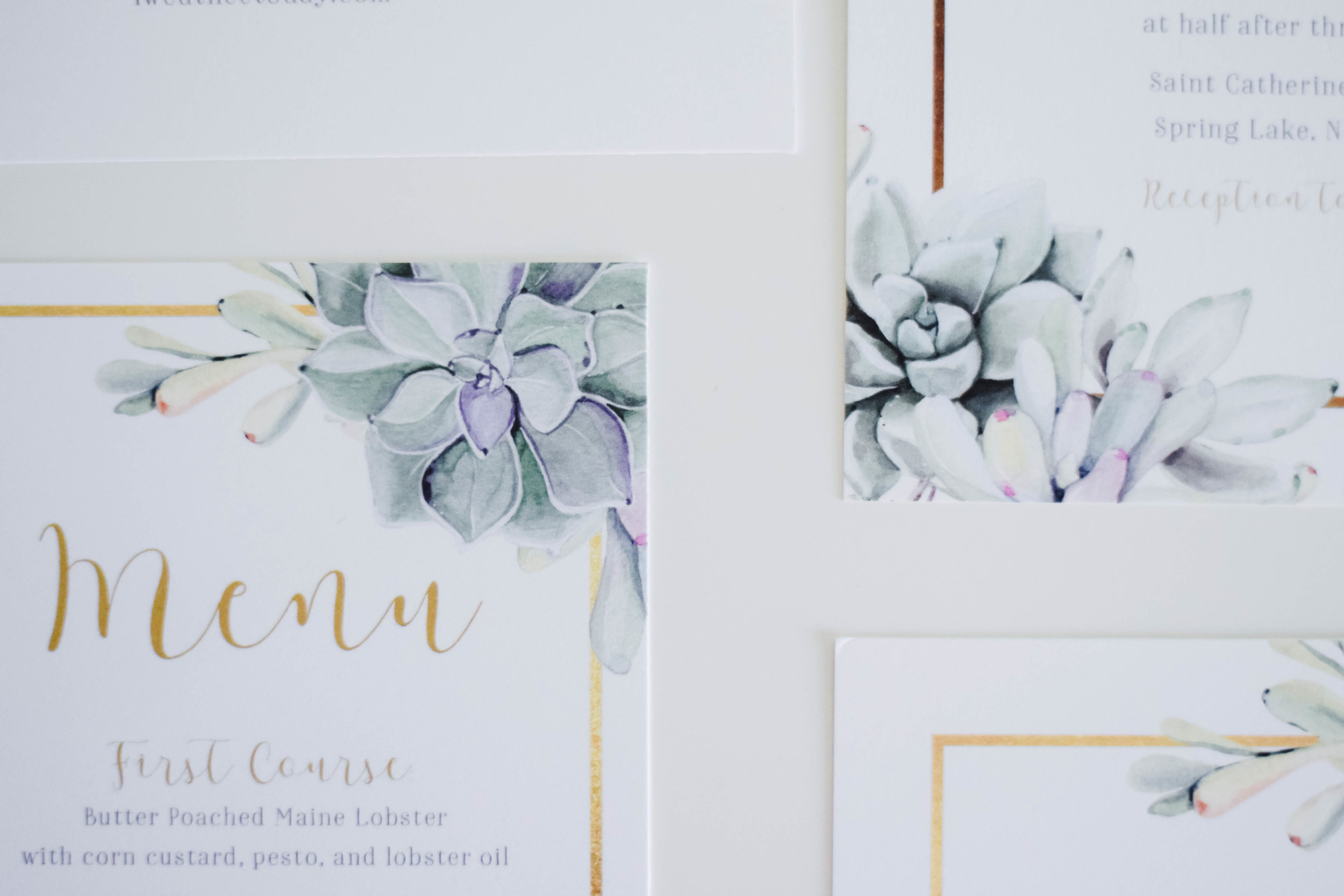 The Bridal Boutique | Succulent Wedding Invitation Suite - Jade Forest Design