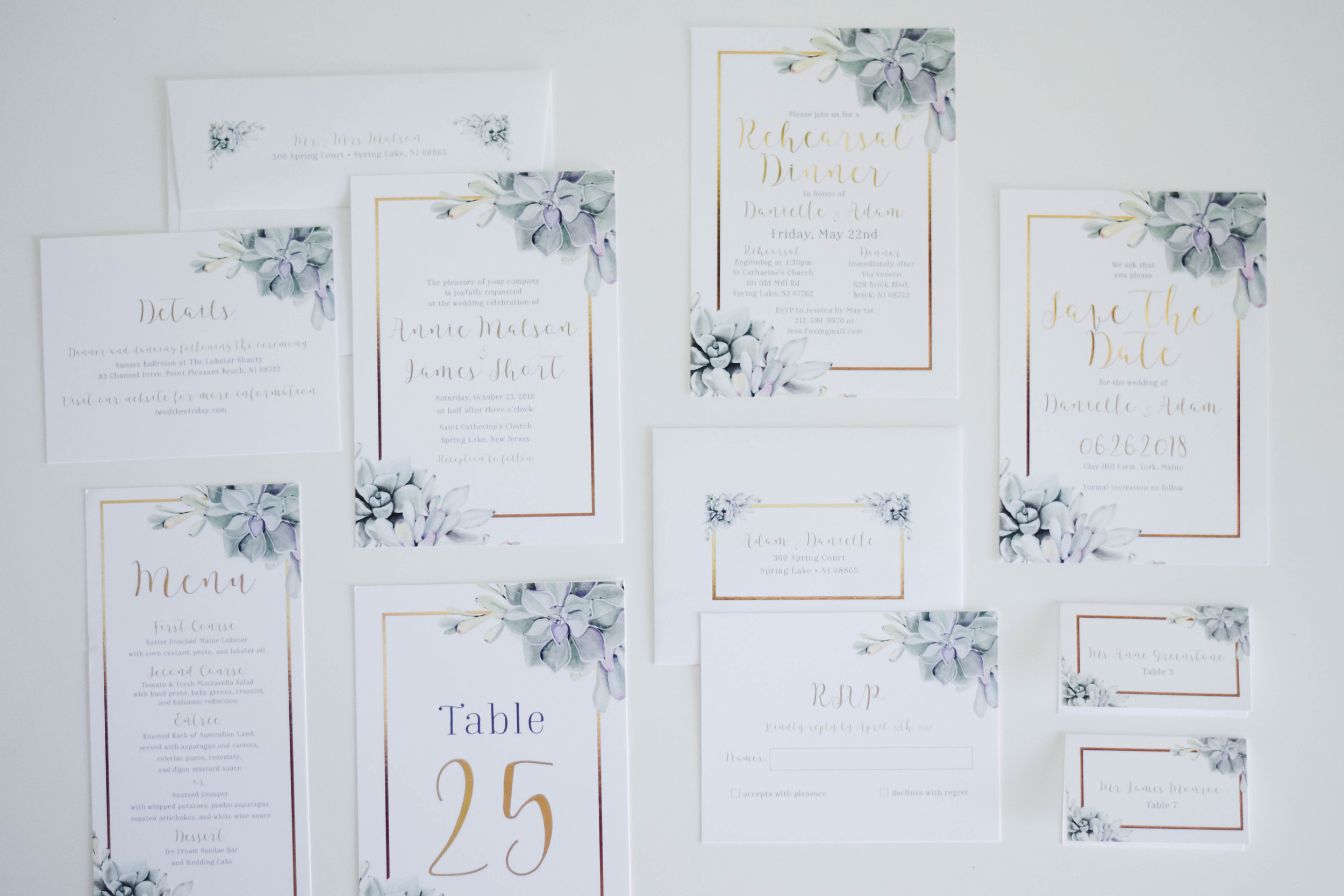 The Bridal Boutique | Succulent Wedding Invitation Suite - Jade Forest Design