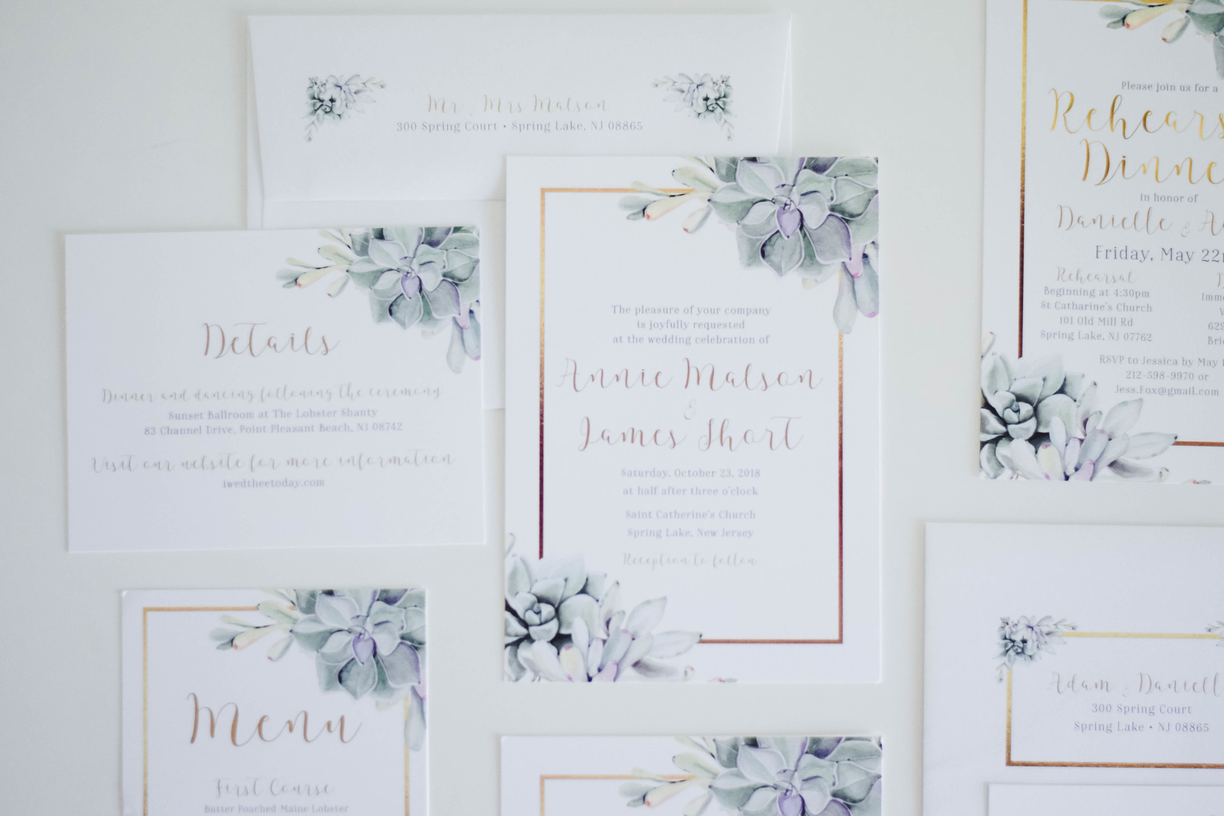 The Bridal Boutique | Succulent Wedding Invitation Suite - Jade Forest Design