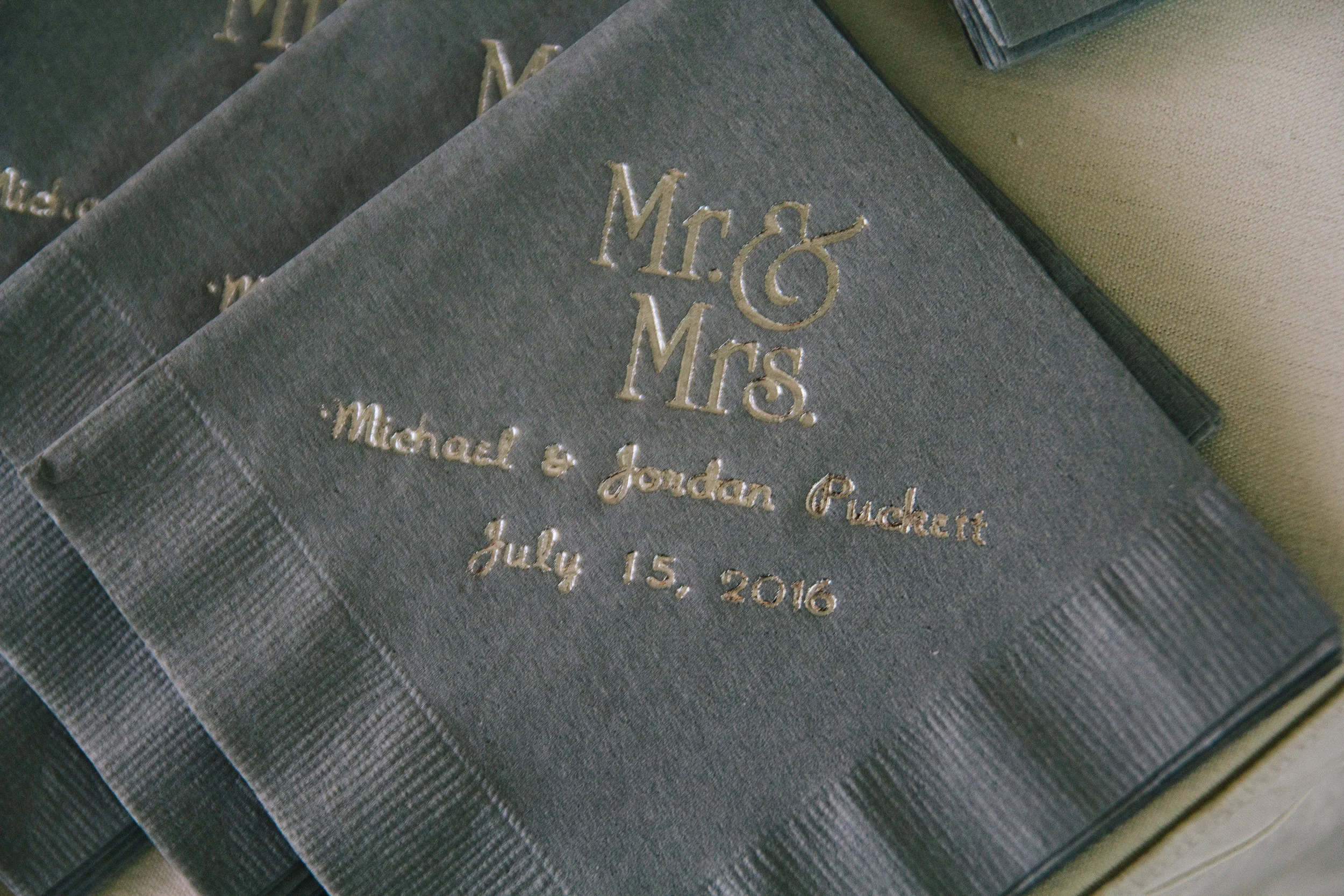 Personalized Wedding Cocktail Napkins - A Champagne + Blush Oklahoma Wedding - Meditations Event Center - From Britt's Eye View Photography