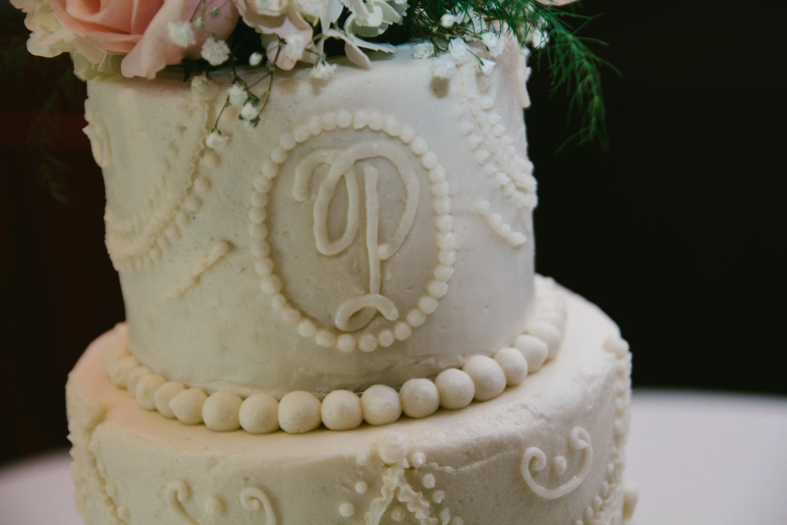 All White Round Layered Wedding Cake - A Champagne + Blush Oklahoma Wedding - Meditations Event Center - From Britt's Eye View Photography