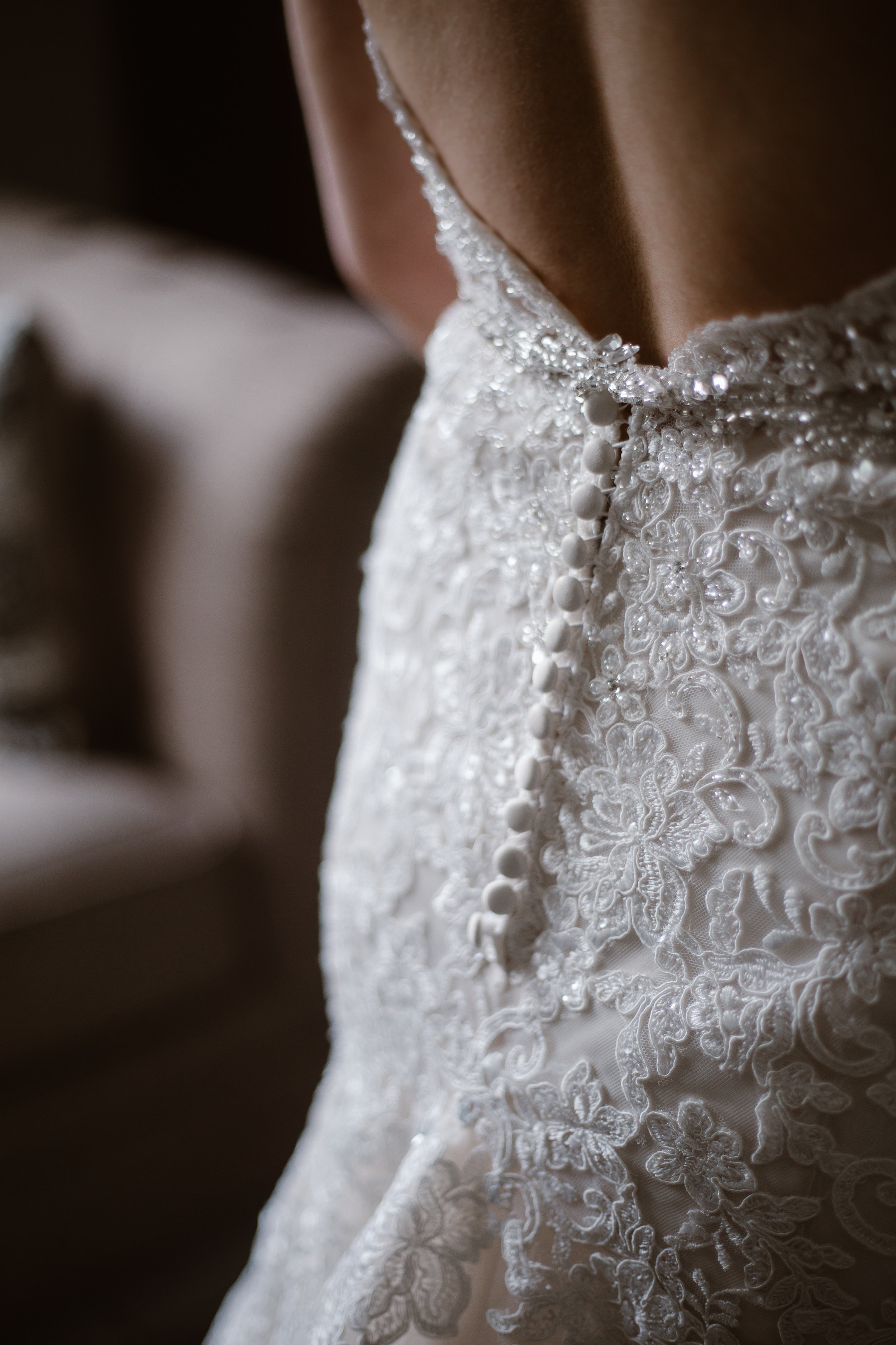Button Down mermaid Bridal Gown - A Burgundy + Bronze Ramble Creek Fall Wedding - Erin Morrison Photography
