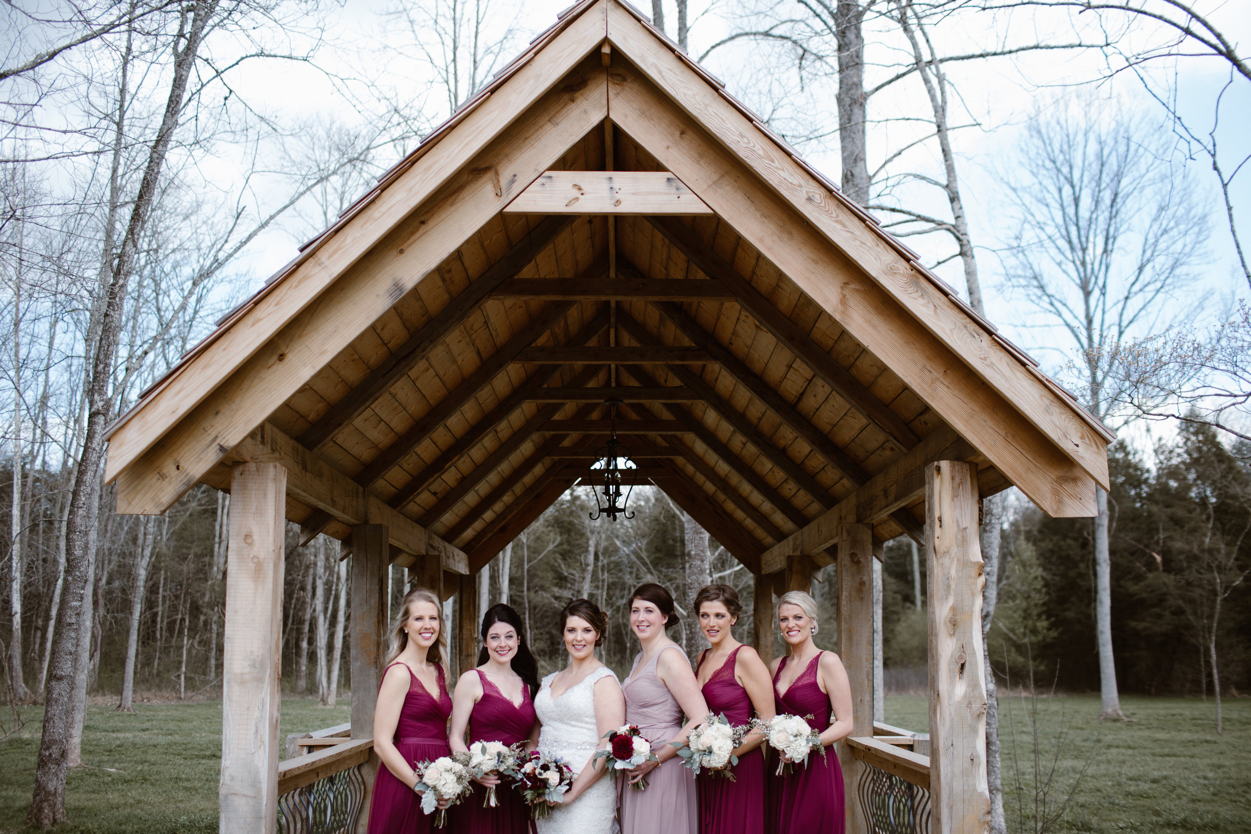 Maroon bridesmaid Dresses - A Burgundy + Bronze Ramble Creek Fall Wedding - Erin Morrison Photography