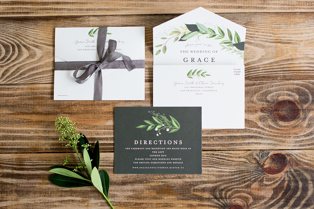 Floral + Greenery Wedding Invitations - Minted - Industrial Warehouse Wedding -- The Overwhelmed Bride - Wedding Blog 