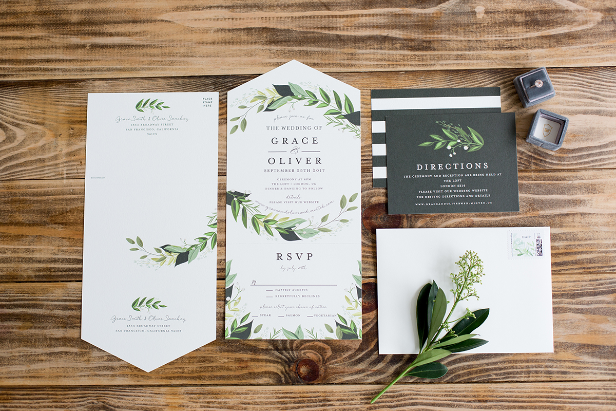 Greenery Wedding Invitation Suite - Minted - Industrial Warehouse Wedding -- The Overwhelmed Bride - Wedding Blog