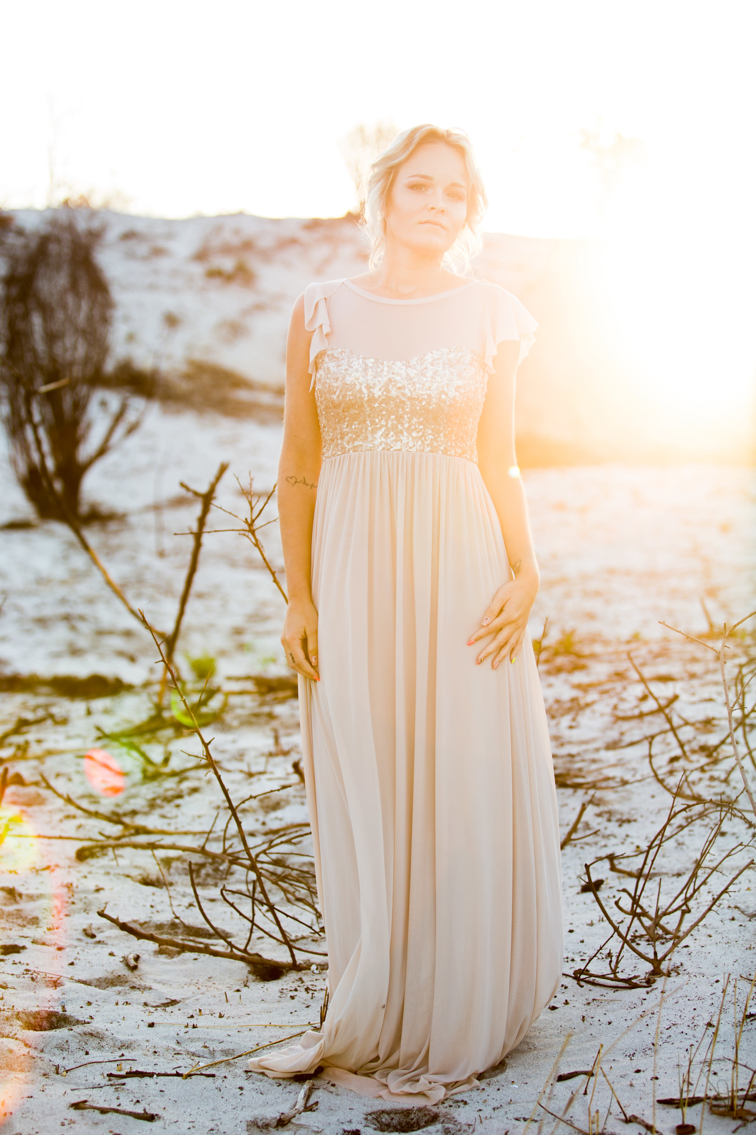 Champagne + Gold Sequin Bridesmaid Dress -- Wedding Blog - The Overwhelmed Bride