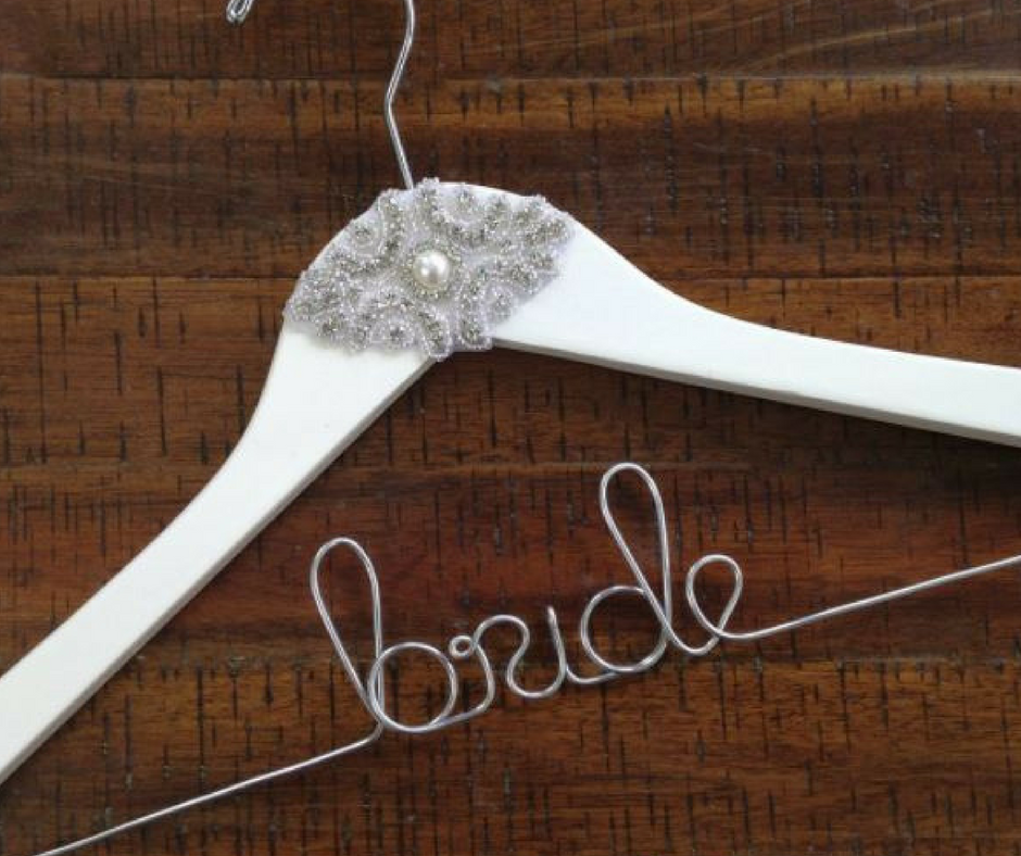 Bride-Bridesmaid Wooden Engraved Hangers - Custom Wire Bridesmaid Hangers -- Lucky Maiden