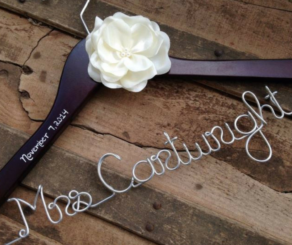 Bride-Bridesmaid Wooden Engraved Hangers - Custom Wire Bridesmaid Hangers -- Lucky Maiden