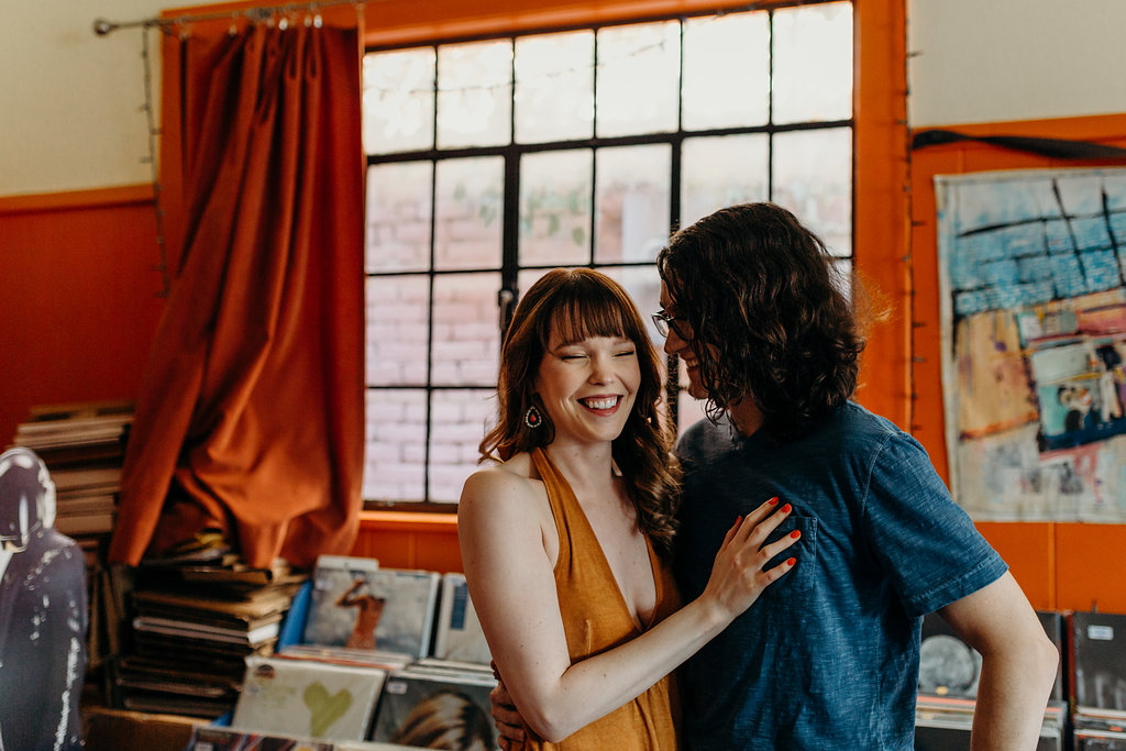 A 70's Inspired Record Shop Engagement -- Agape Photography -- Wedding Inspiration - The Overwhelmed Bride