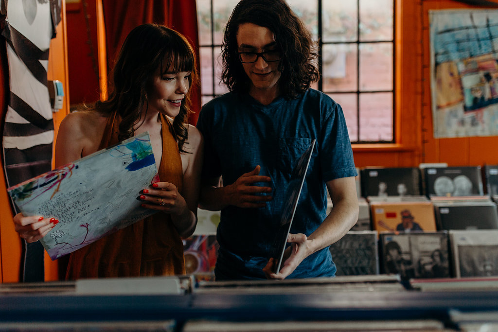 A 70's Inspired Record Shop Engagement -- Agape Photography -- Wedding Inspiration - The Overwhelmed Bride