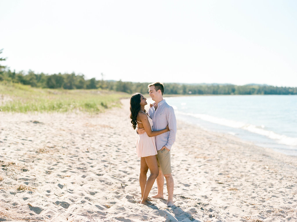 A Northern Michigan Sunset Beach Engagement Photos -- Michigan Wedding Photographer - Wedding Inspiration