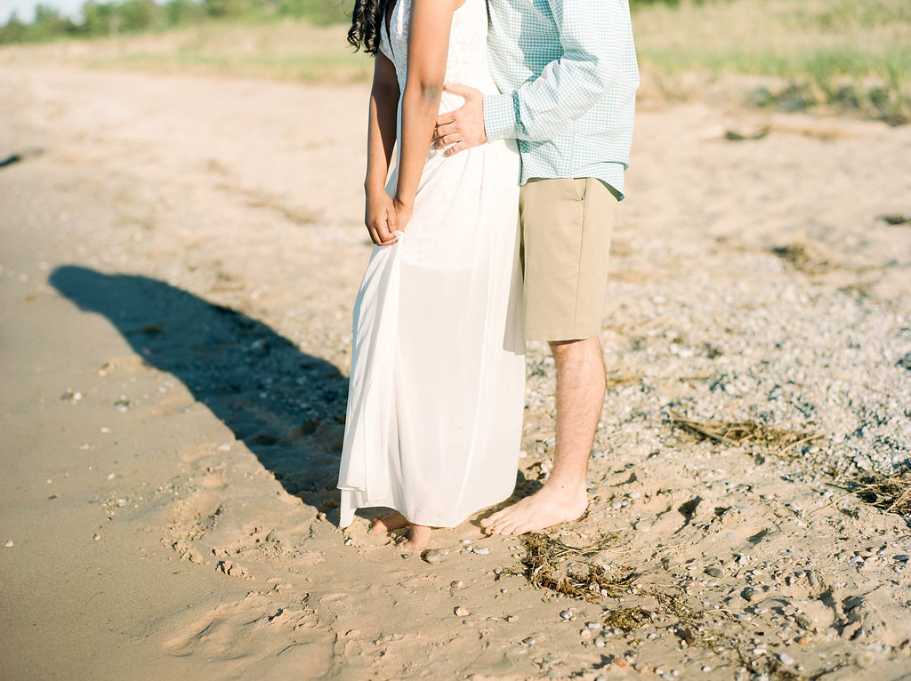 A Northern Michigan Sunset Beach Engagement Photos -- Michigan Wedding Photographer - Wedding Inspiration