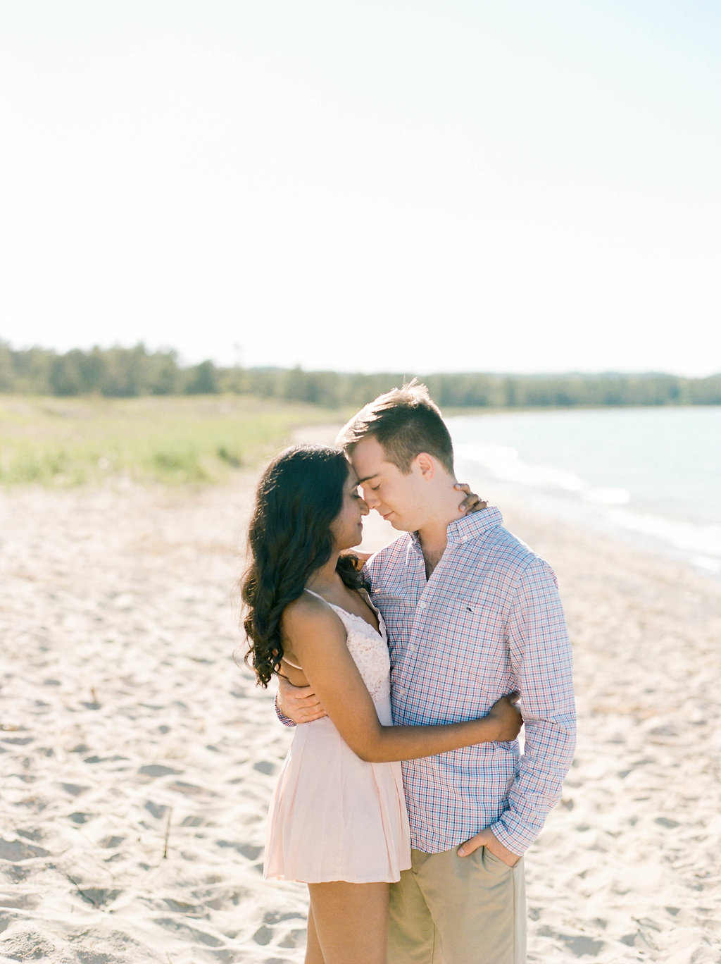 A Northern Michigan Sunset Beach Engagement Photos -- Michigan Wedding Photographer - Wedding Inspiration